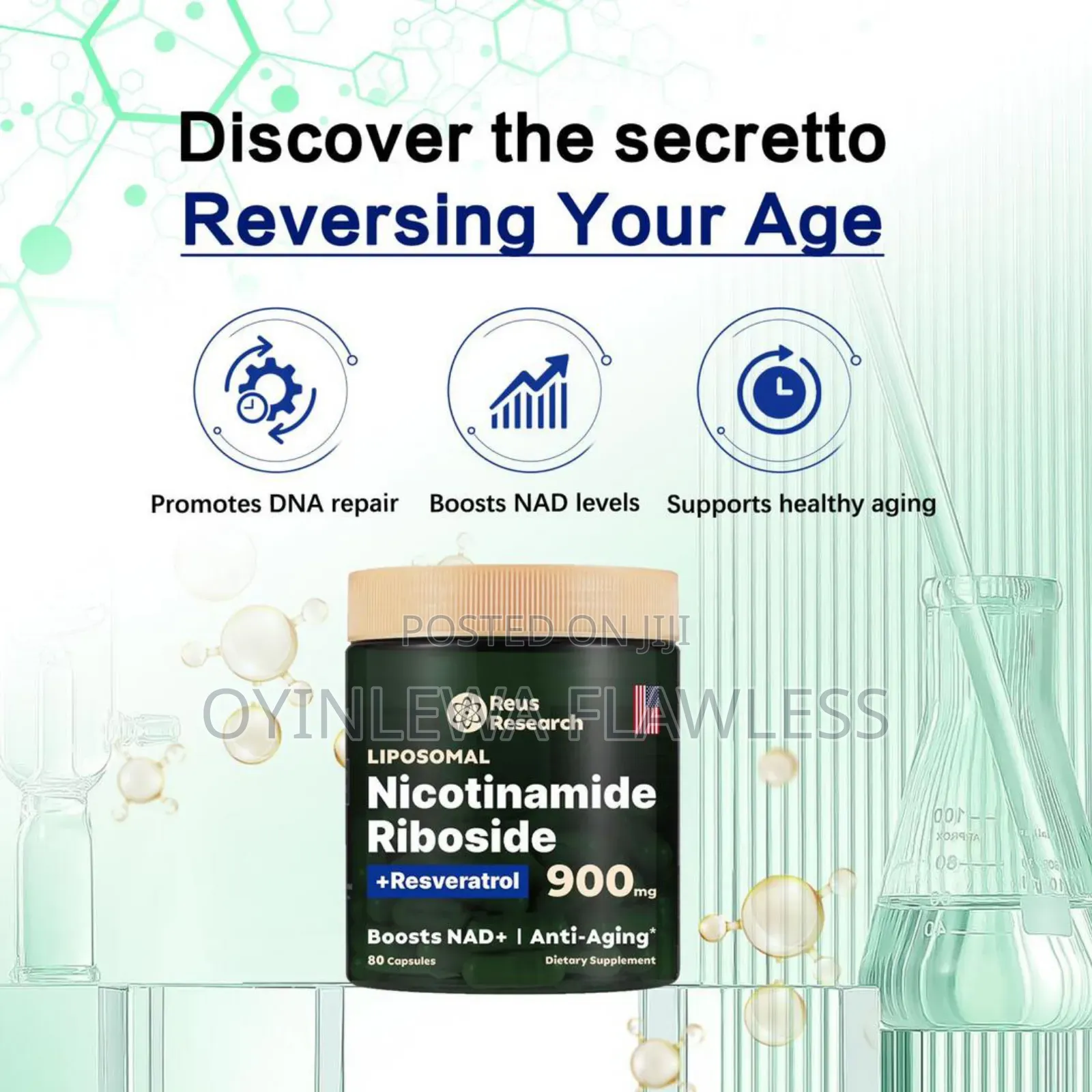 Reus Research Nad+ Liposomal Nicotinamide Riboside Resveratrol