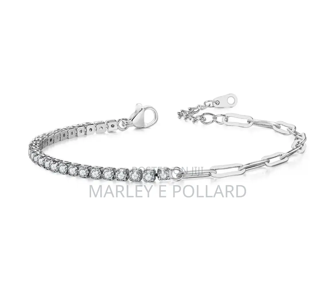 Cubic Zirconia Cz 14kt Unisex 925 Silver Plated Chain Tennis Bracelet