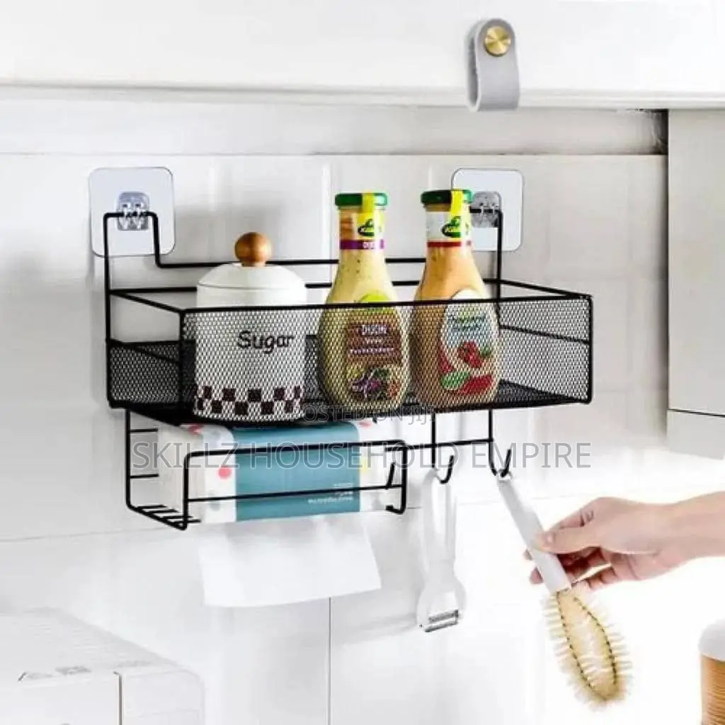 Wall Mounted Rack With Hook and Tissue Holder