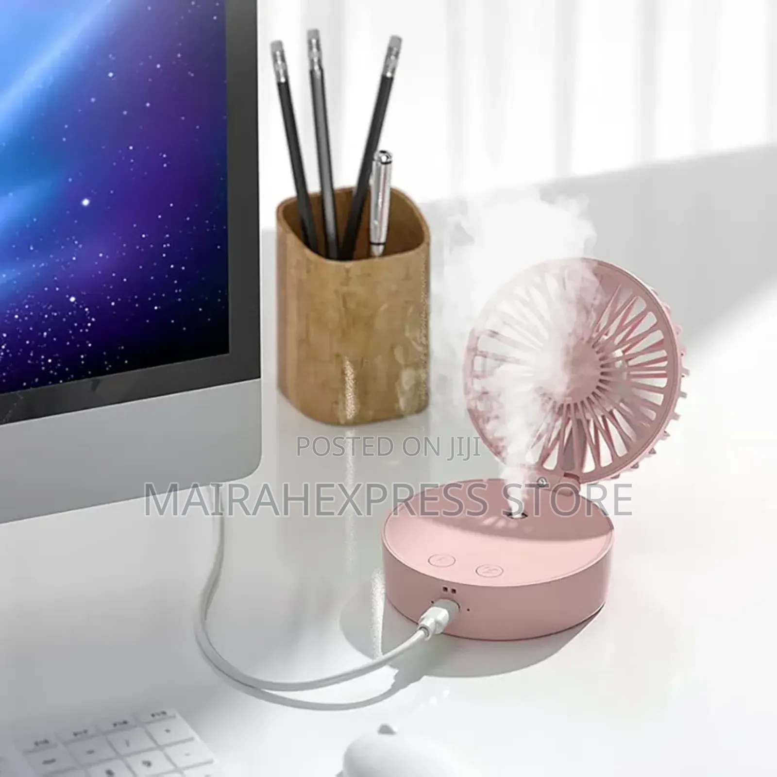 3 Speed Rechargeable Operated Mist Hand Held Fan