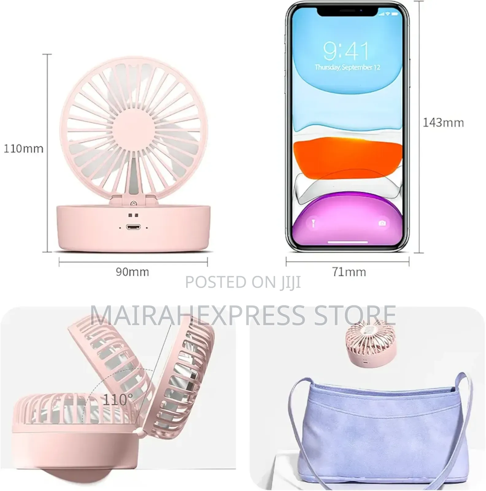 3 Speed Rechargeable Operated Mist Hand Held Fan