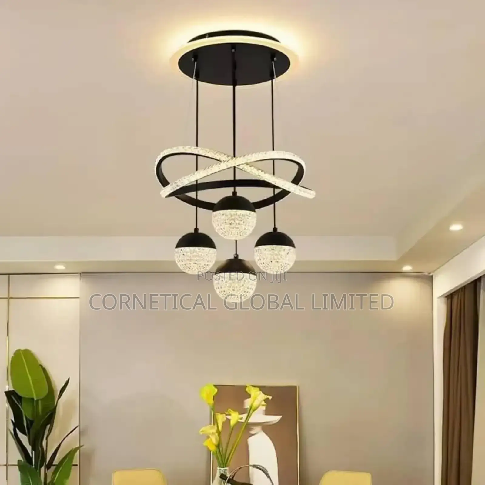 Modern Luxury Crystal Led Chandelier Four Drop Pendant Light