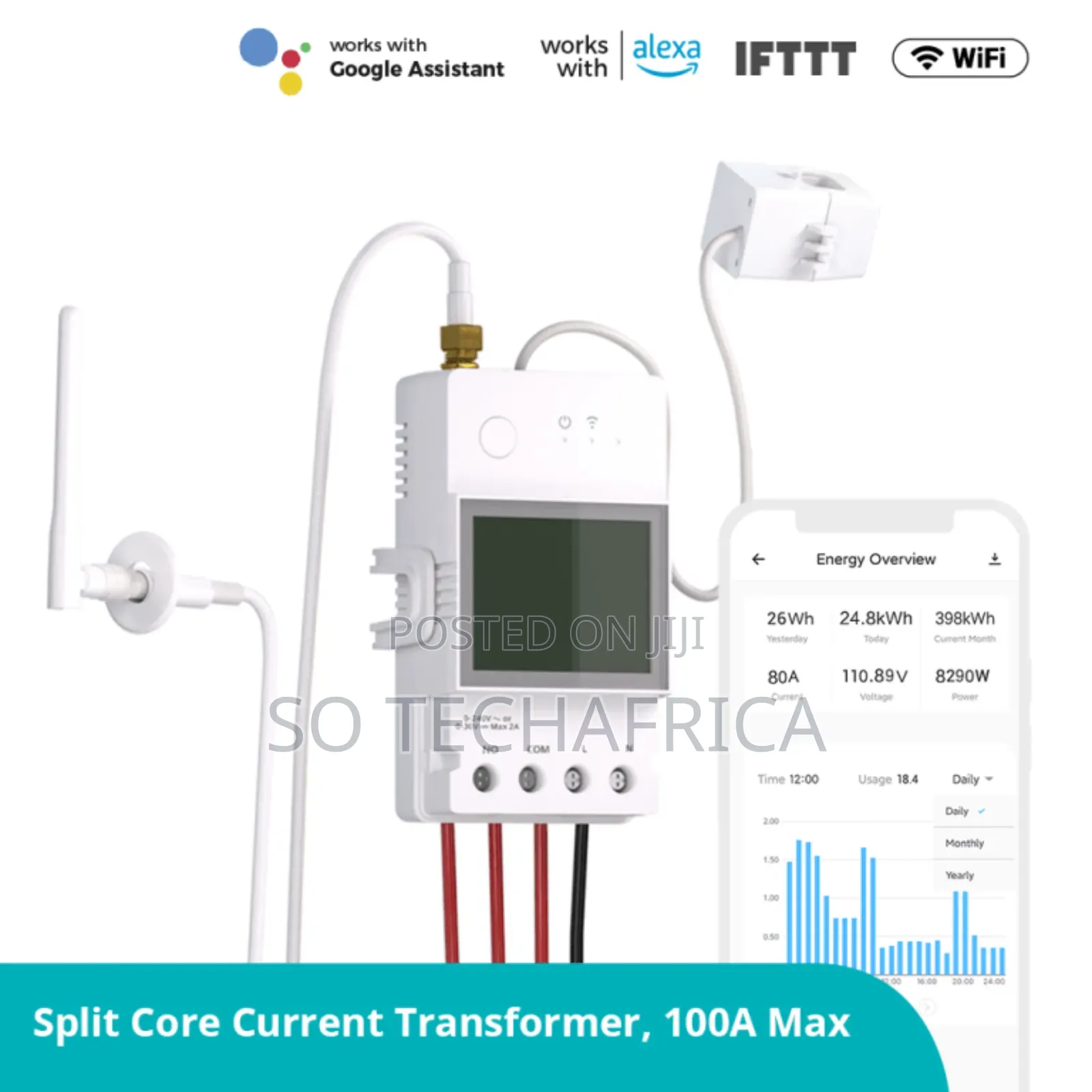 Sonoff Powct Smart Power Meter Wi-Fi 100v-240v 24000w 100a