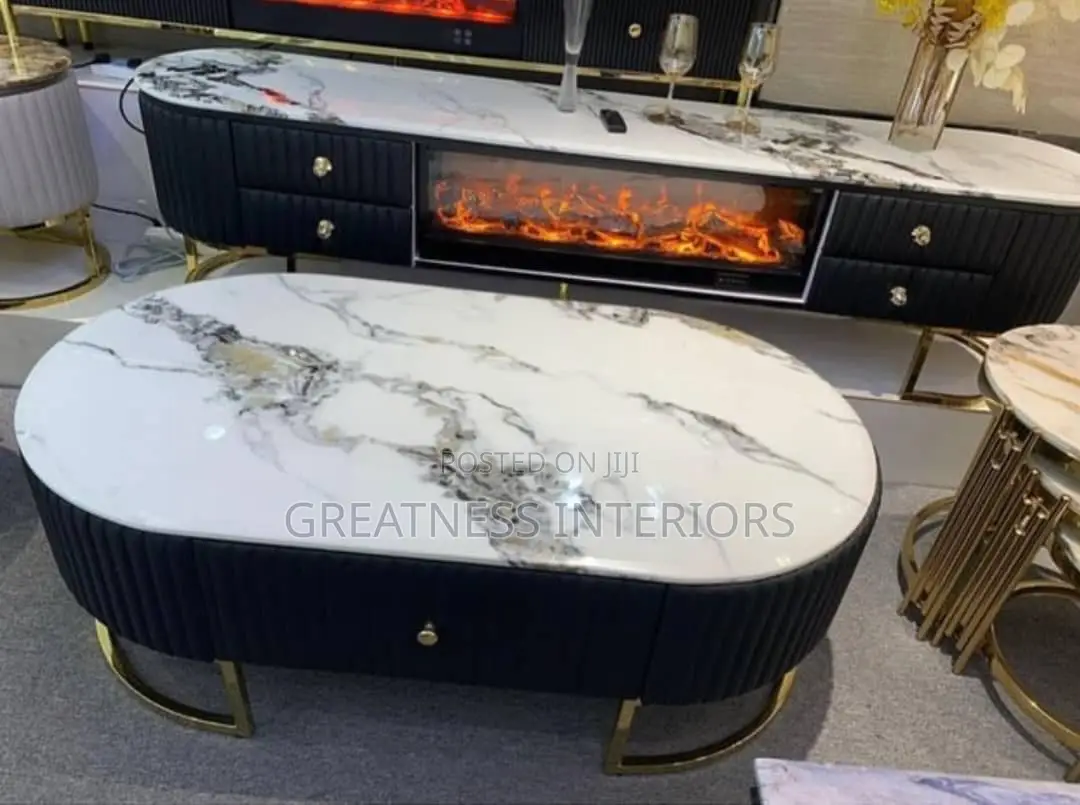 High Standard Fire Wall Tv Stand and Center Table