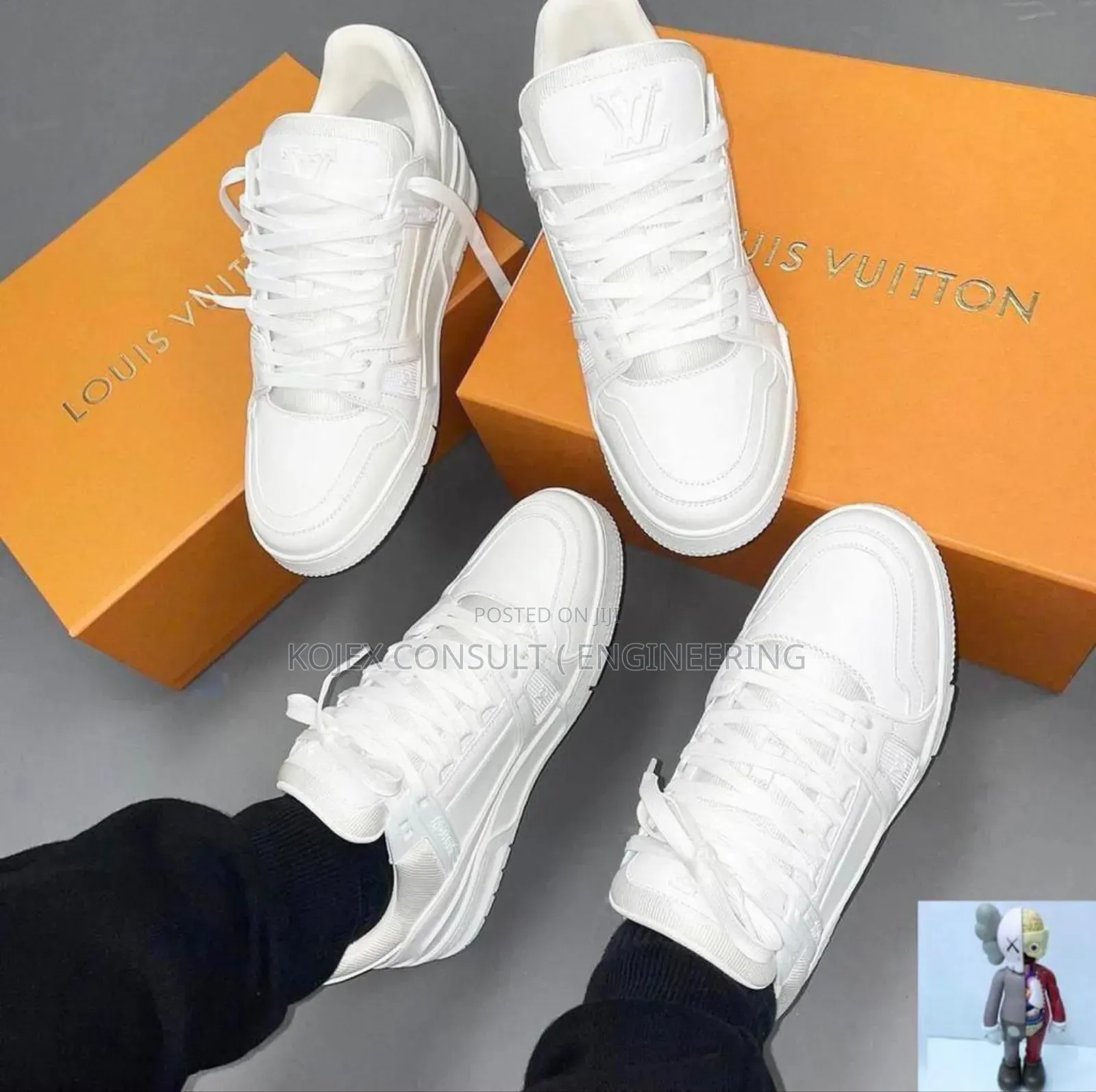 *New Louis Vuitton LV Trainer Leather Low Trainers White *