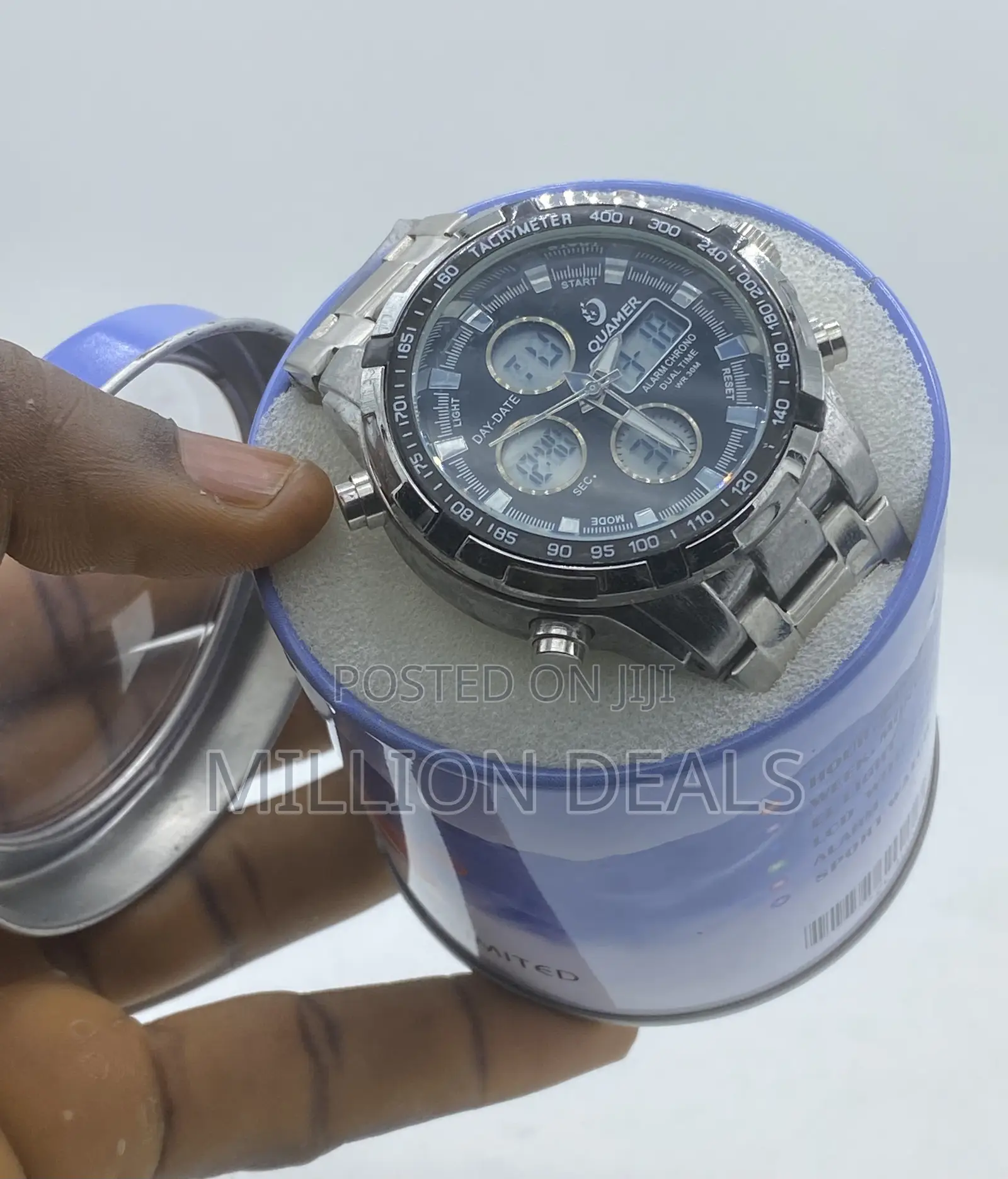 Stainless Steel Dual Timer Men’S Wrist Watch