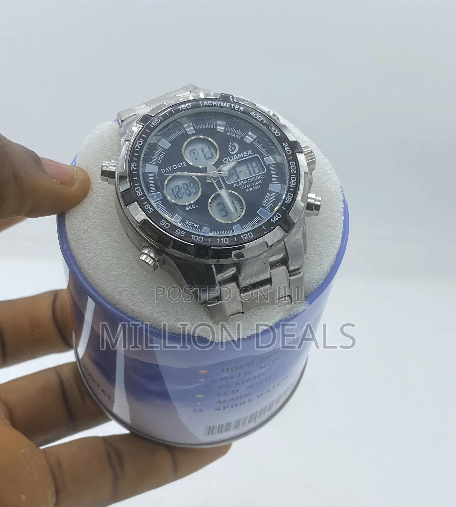 Stainless Steel Dual Timer Men’S Wrist Watch