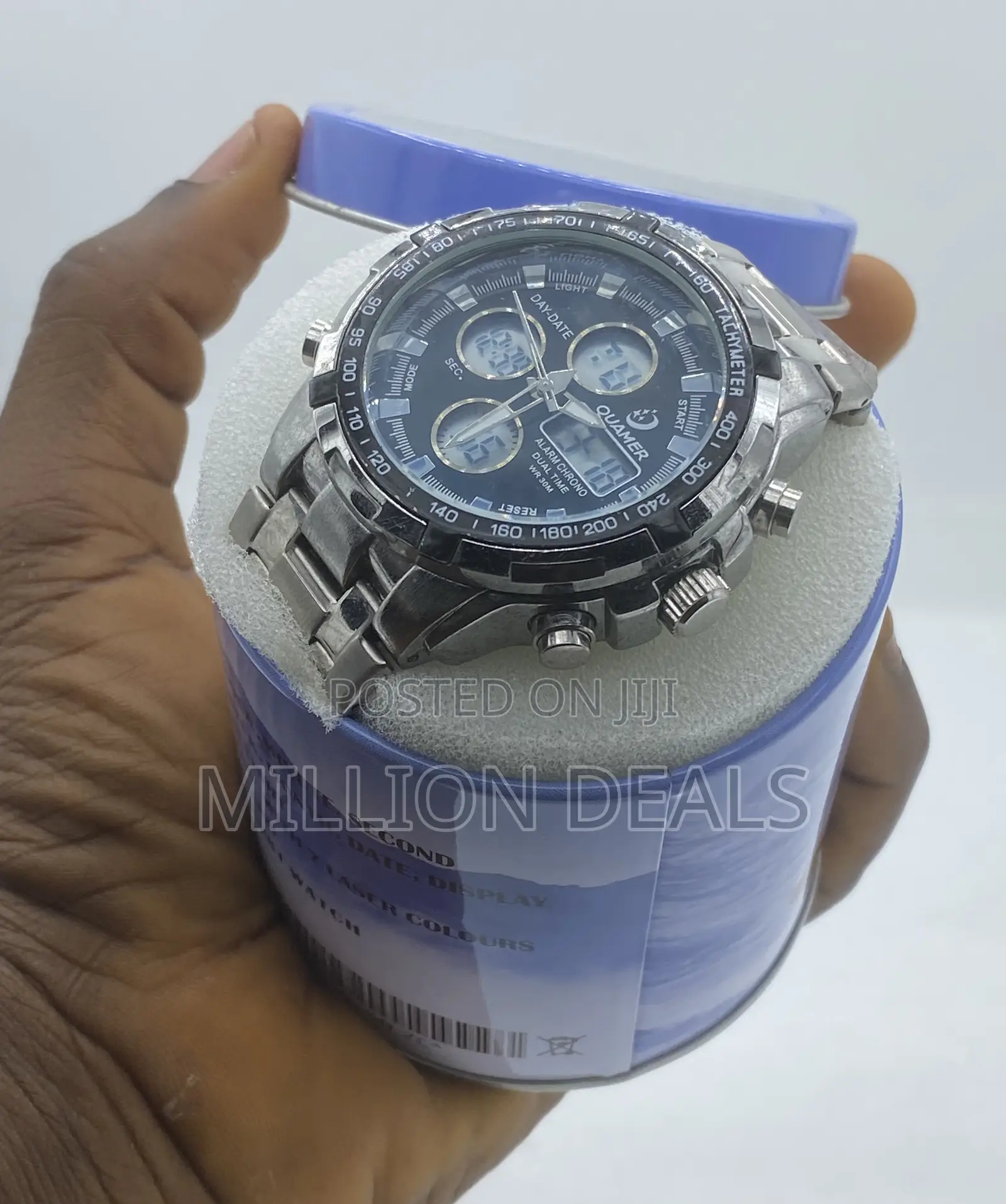 Stainless Steel Dual Timer Men’S Wrist Watch