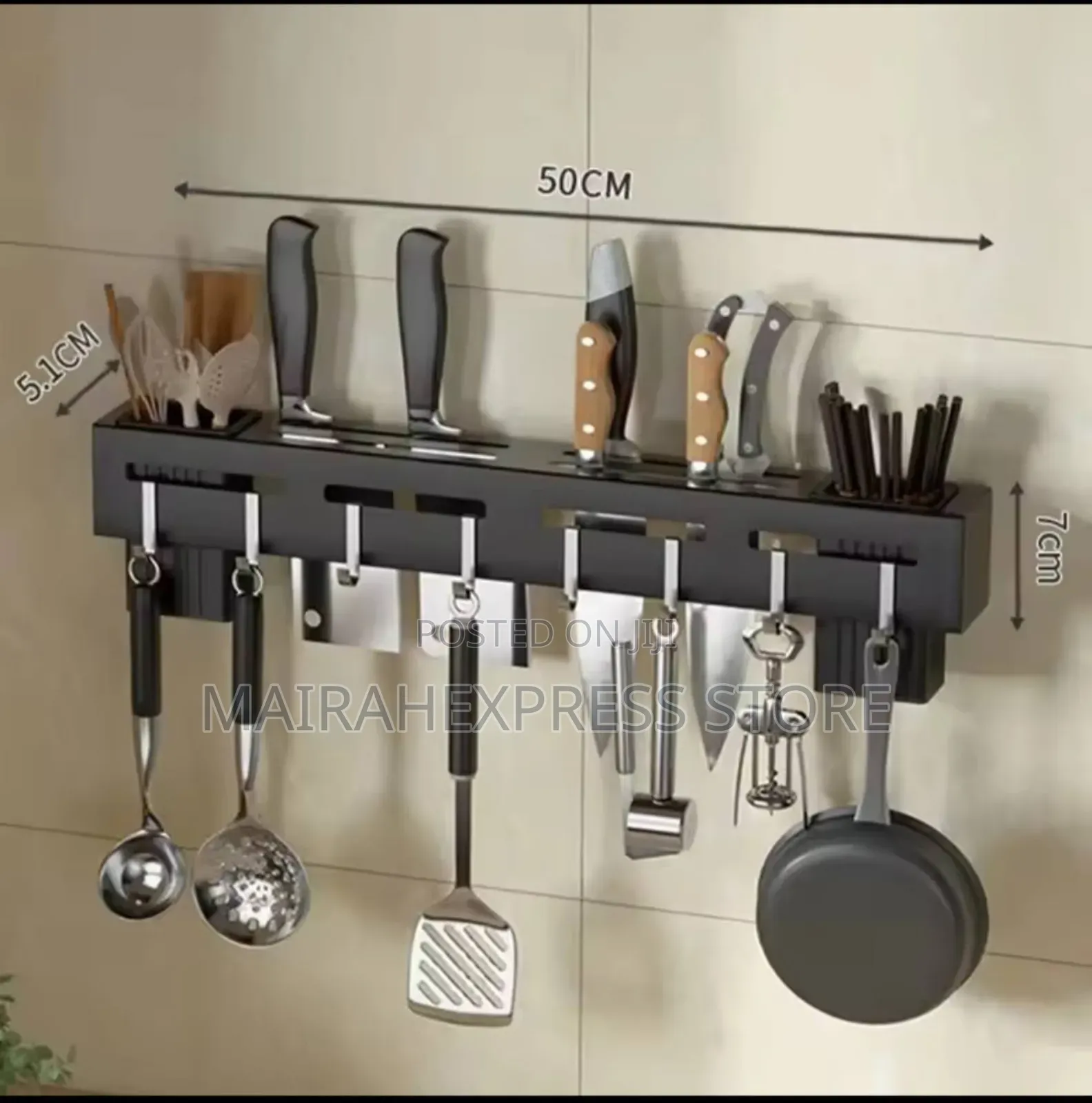Stainless Steel Frame Wall Mounted Knife Holder With Hooks