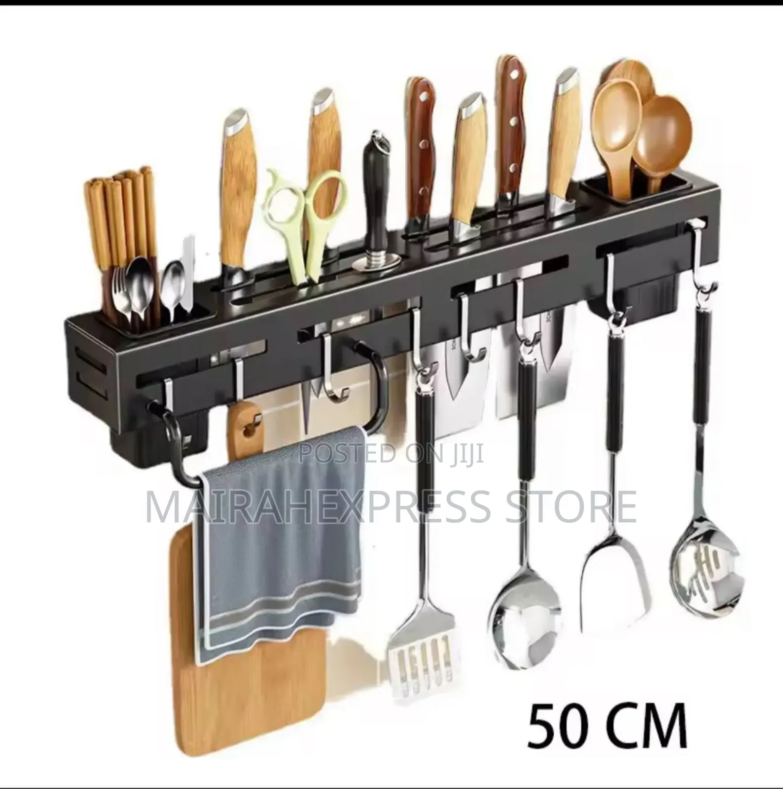 Stainless Steel Frame Wall Mounted Knife Holder With Hooks