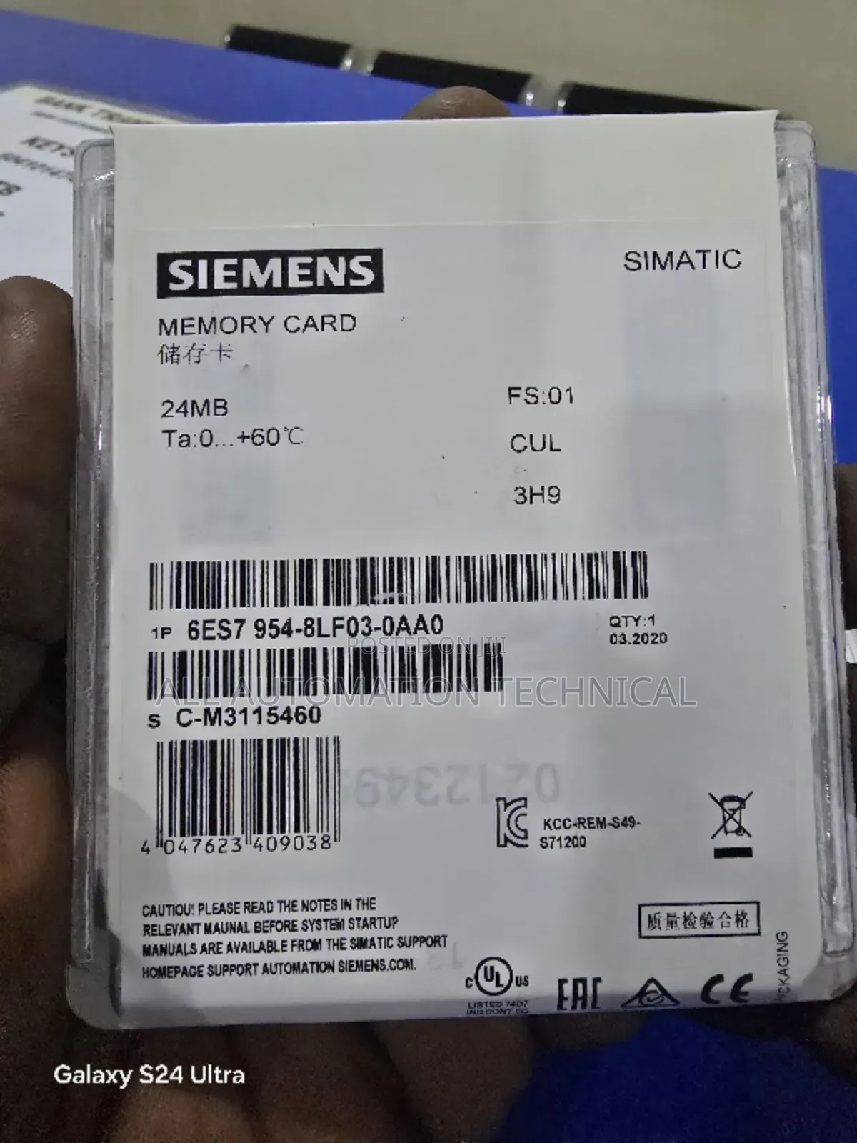 Siemens | 6es7954 8lf03 0aa0 | Simatic Memory Card 24 Mb
