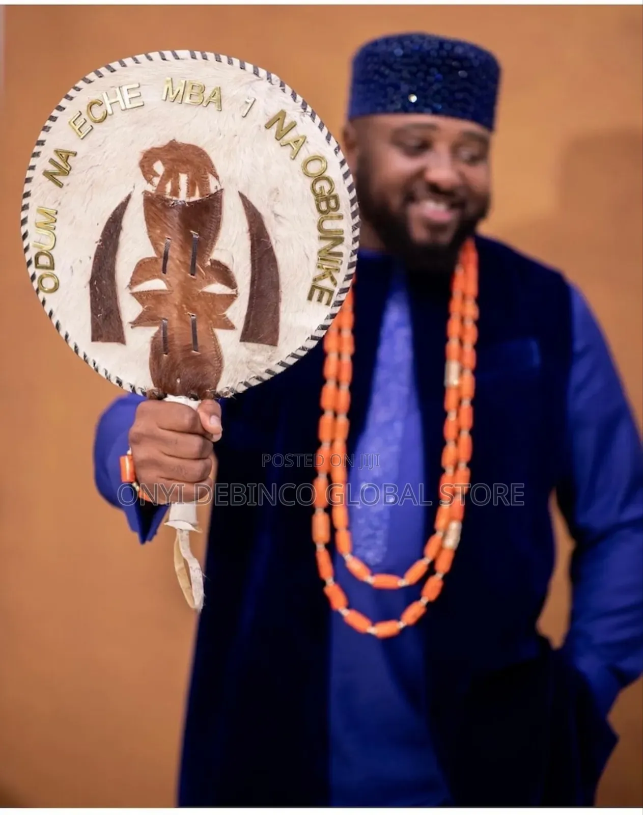 Igbo Wedding Unisex Traditional Animal Skin Hand Fan