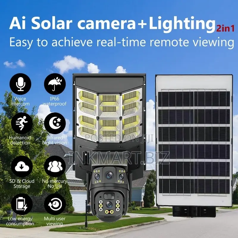Solar Streetlight 8mp V380pro Ai PTZ Dual Lens Camera