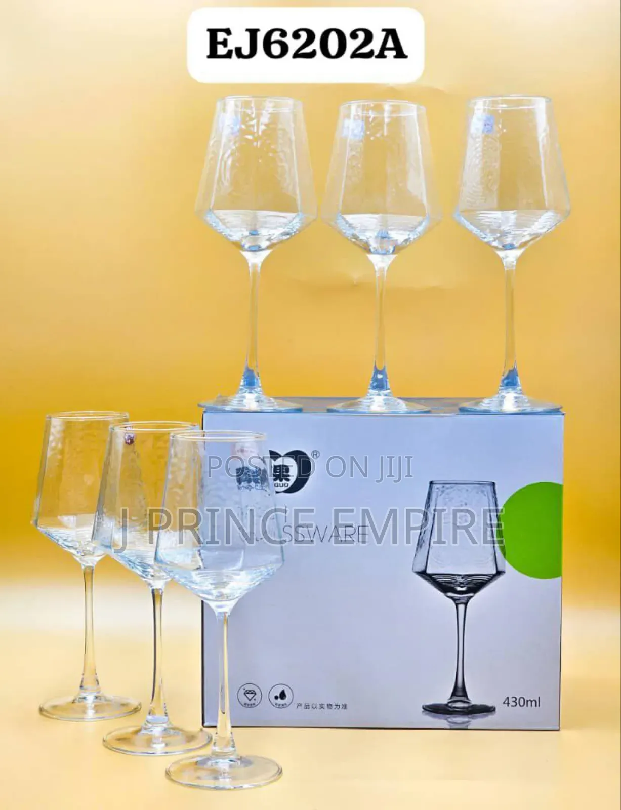 6 Pieces Elegant Crystal Tall Wine Glasses-Transparent