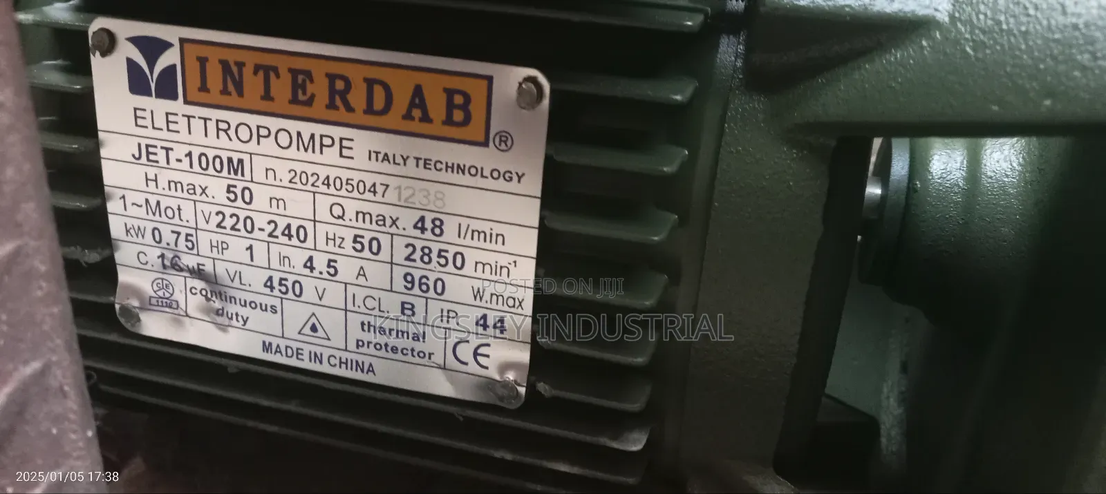 INTERDAB Surface Water Pump 1hp 1yr Warranty