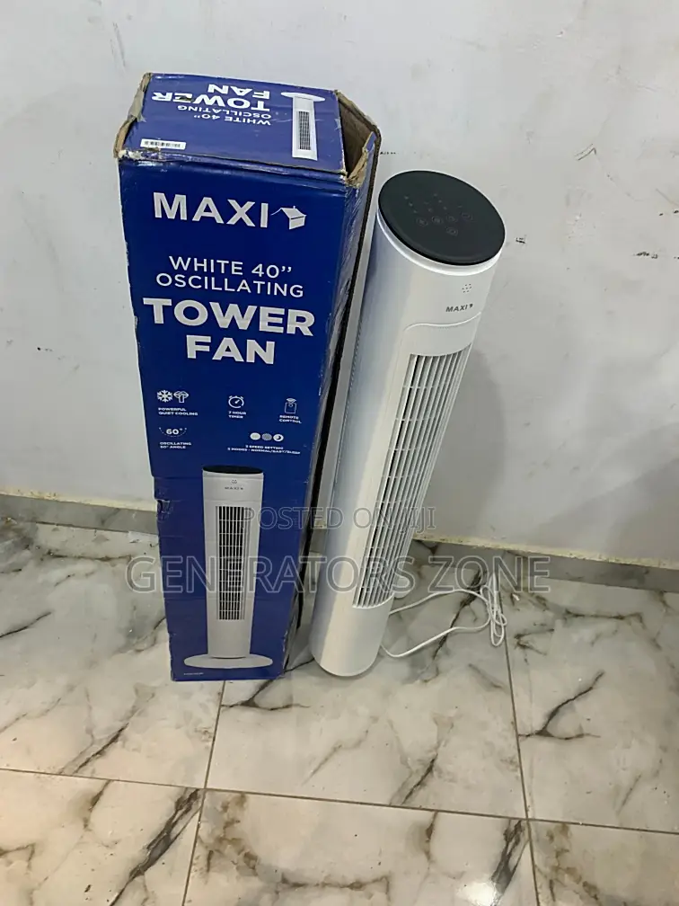 Maxi White 40" Oscillating Tower Fan And A Remote Control