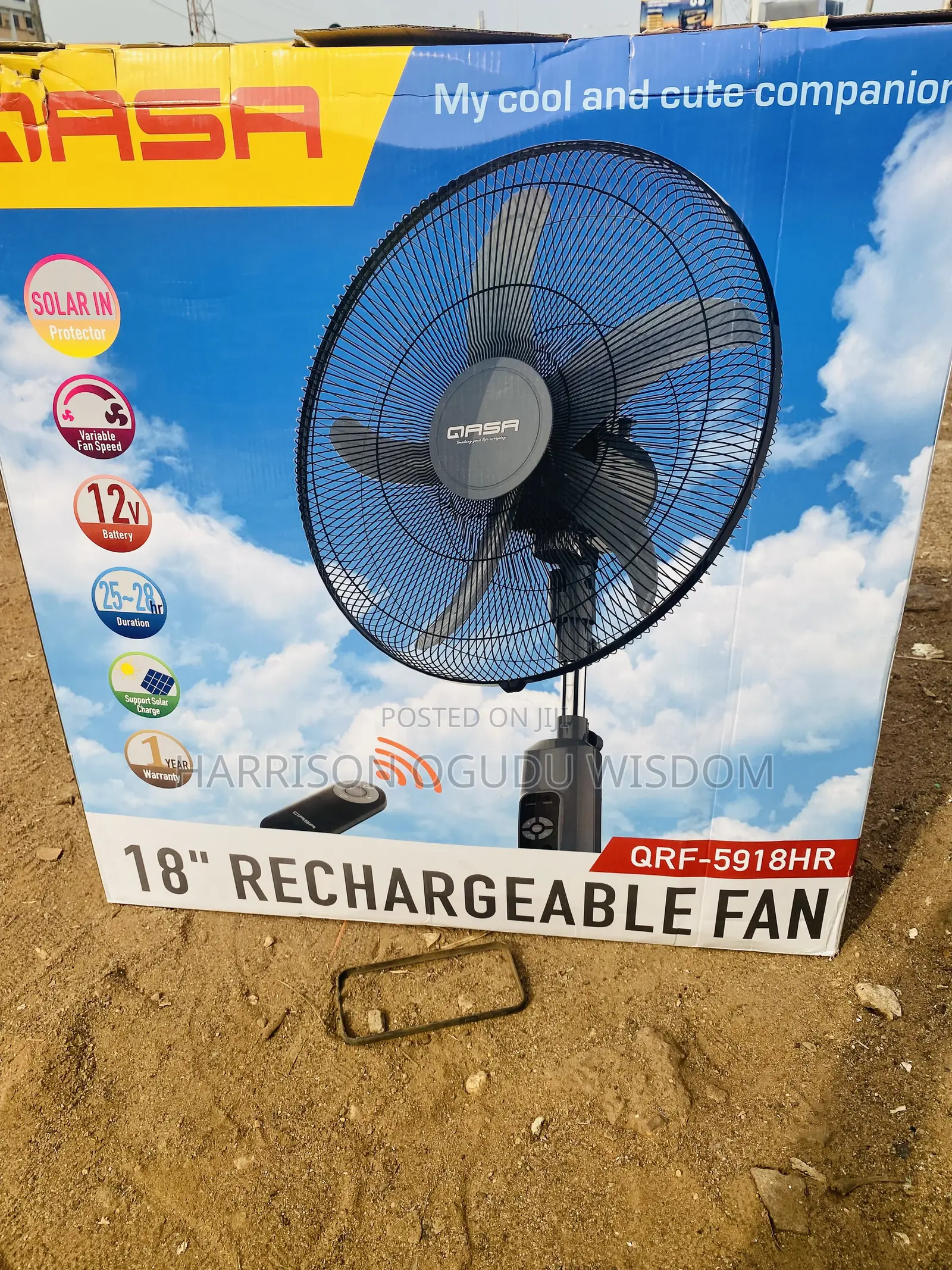 Original Qasa Rechargeable Fan 18” Available