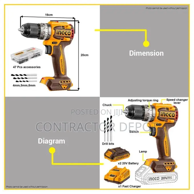 Ingco Compact Brushless Cordless Impact Drill