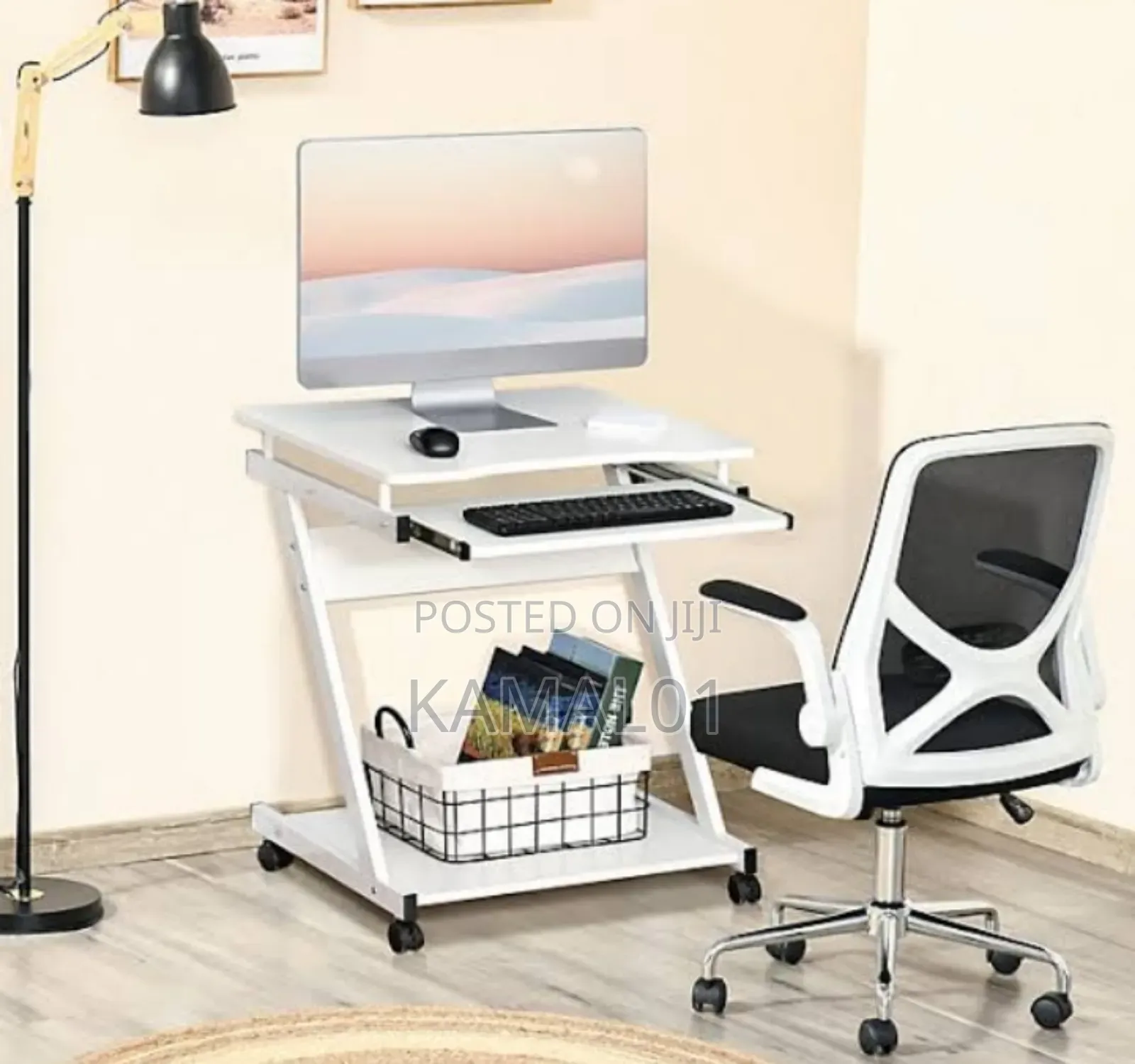 Computer Desk Work With Printer Shelf and Keyboard Space