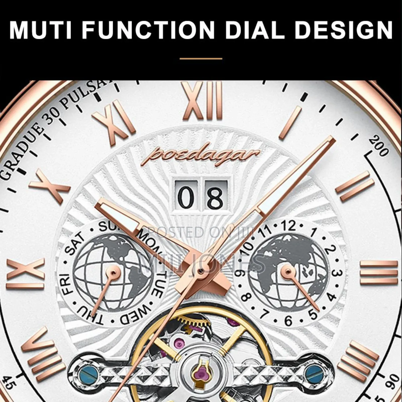 Poedagar Automatic Leather Watch