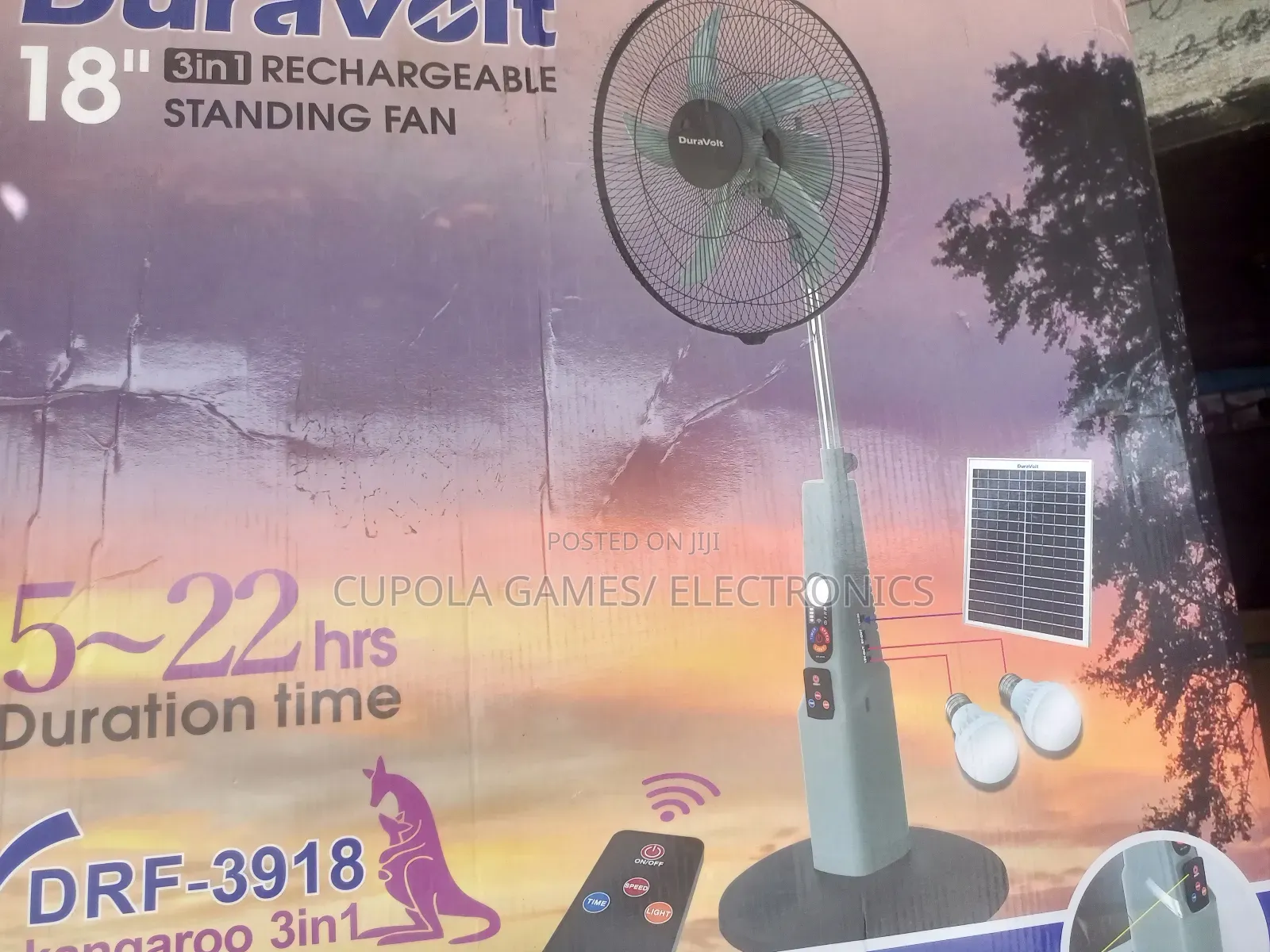 Dura Volts Rechargeable 18inch 3in1 Fan