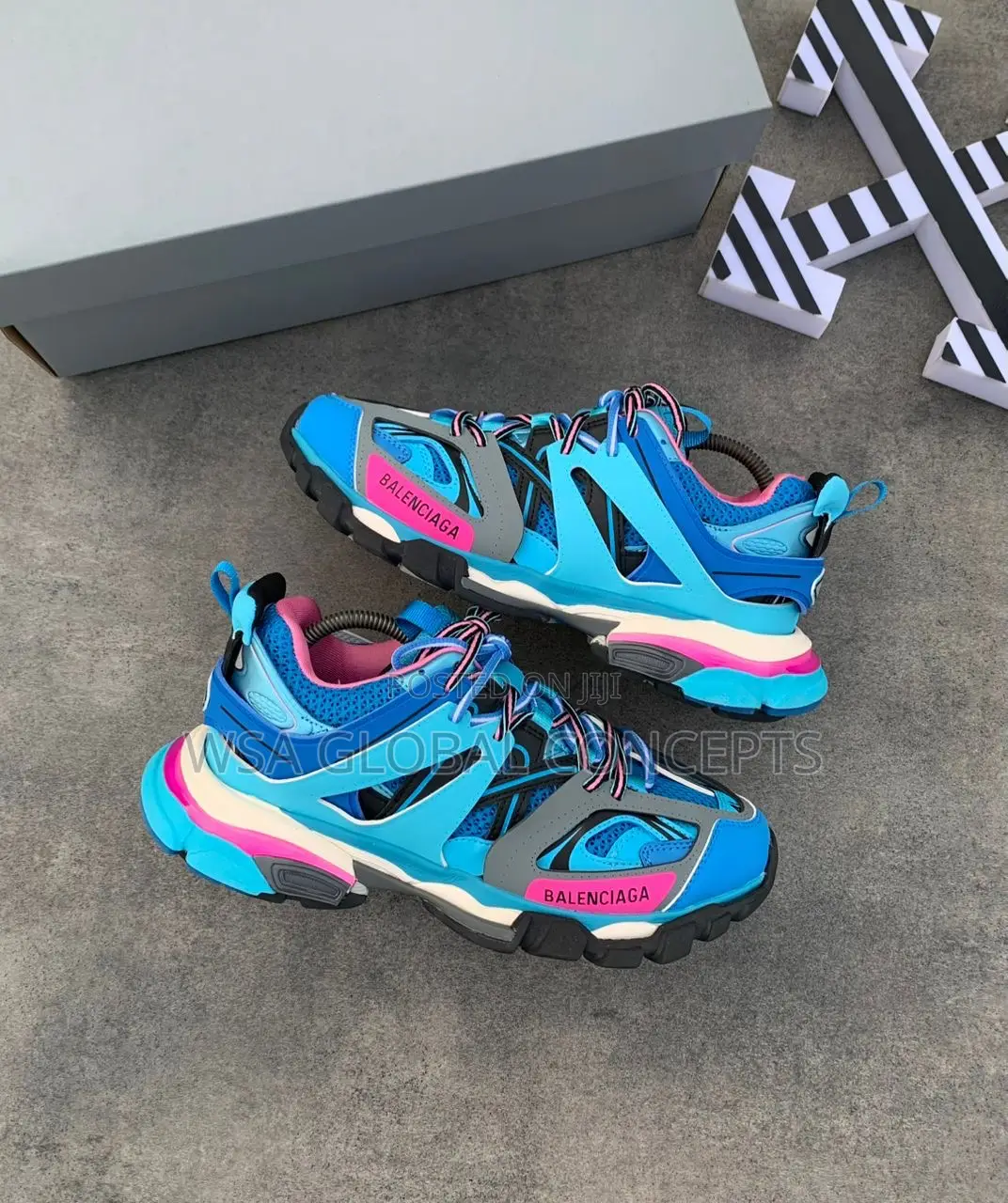 Balenciaga Track 1 Runner Blue and Pink Sneakers