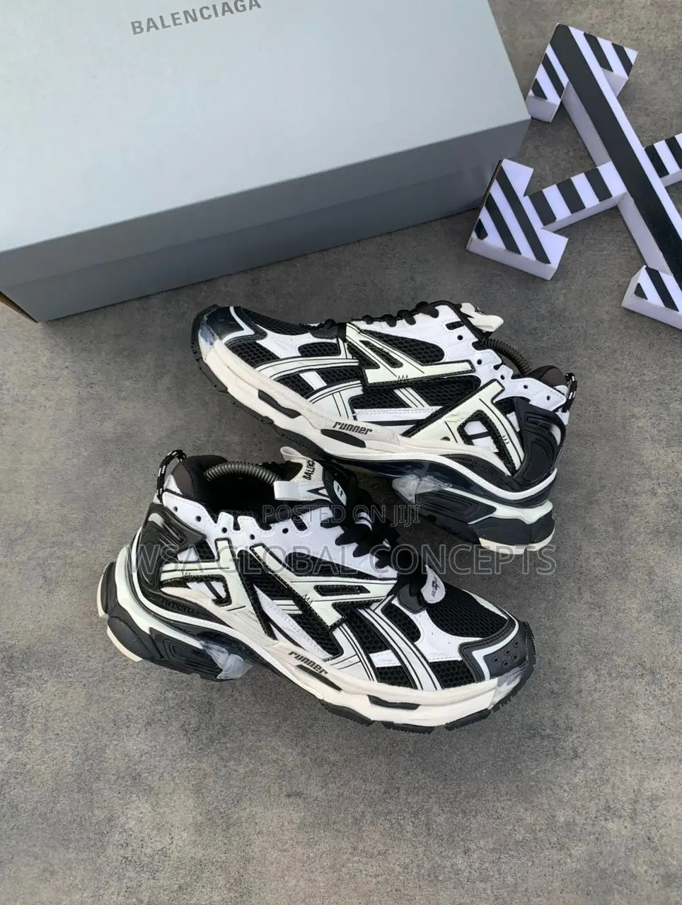 Valencia’S Track Runner Mesh and Faux Leather Black X White