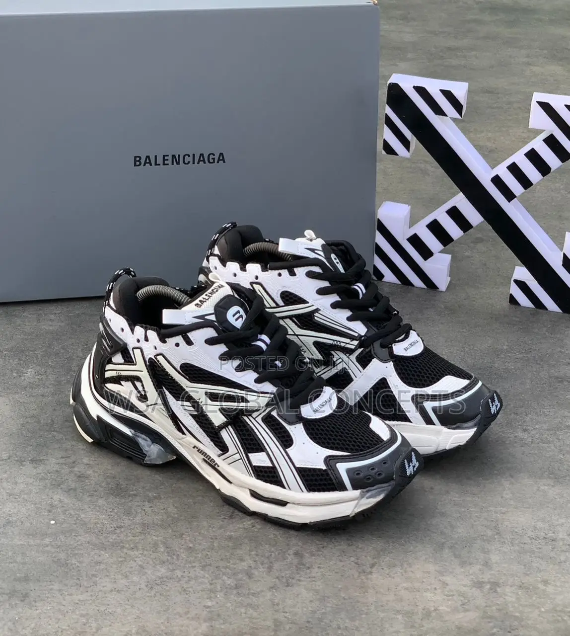 Valencia’S Track Runner Mesh and Faux Leather Black X White