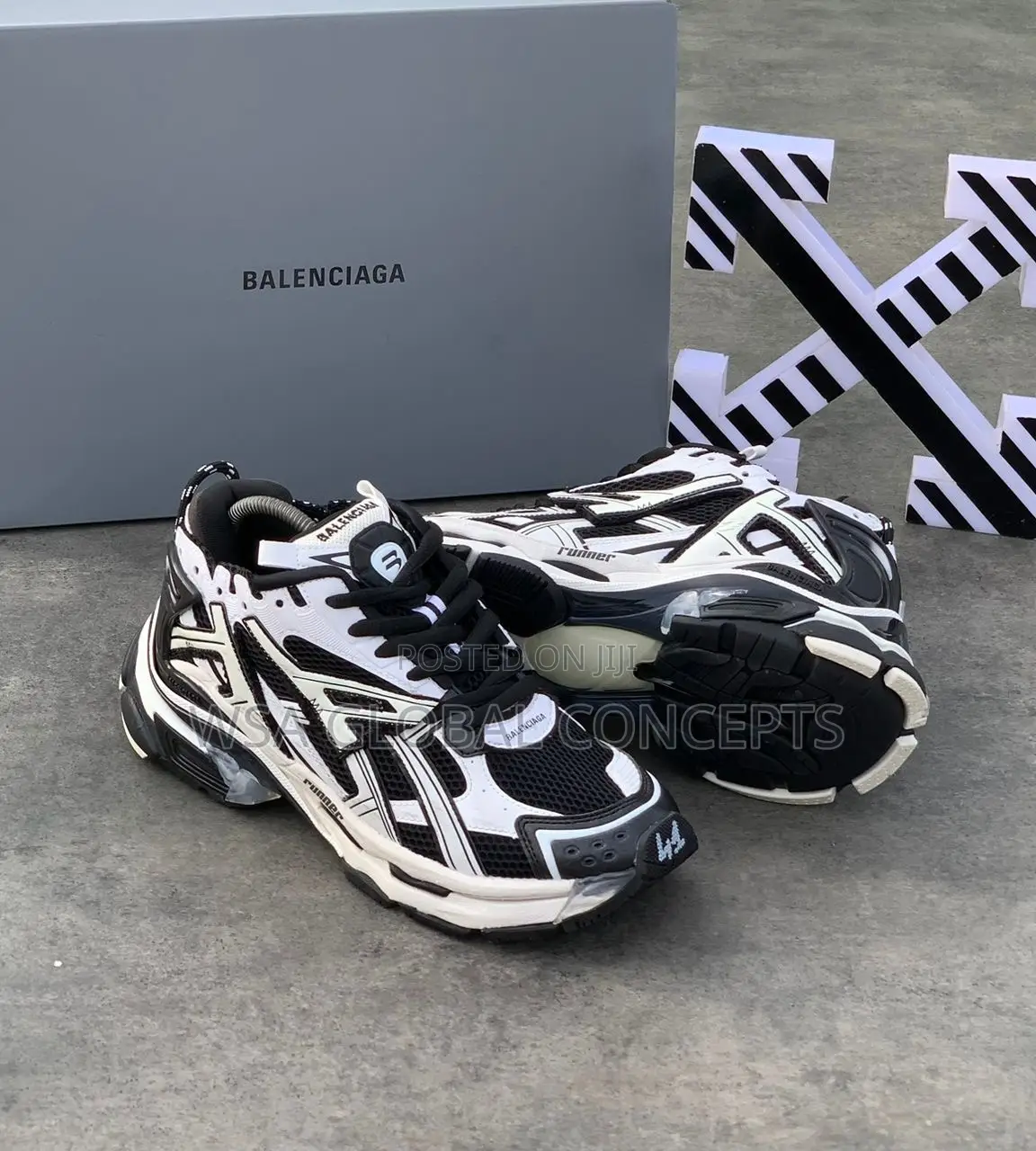 Valencia’S Track Runner Mesh and Faux Leather Black X White