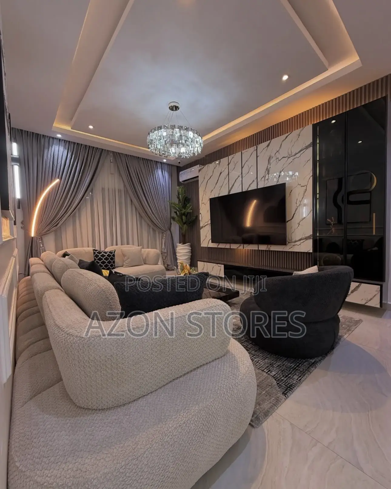 Tv Unit Marble Design and Glass Door