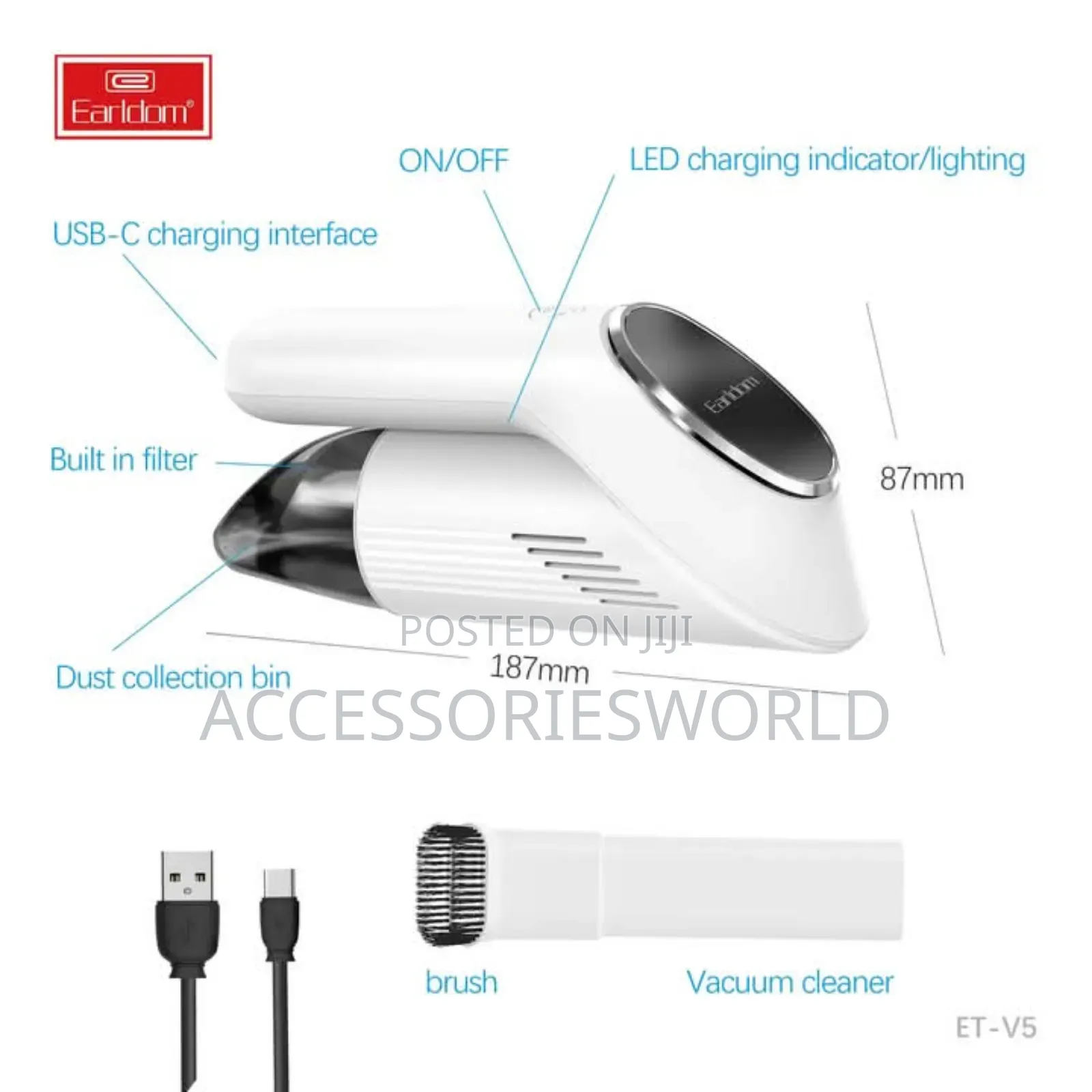 Earldom Et-V5 Foldable Portable Car Vacuum Cleaner