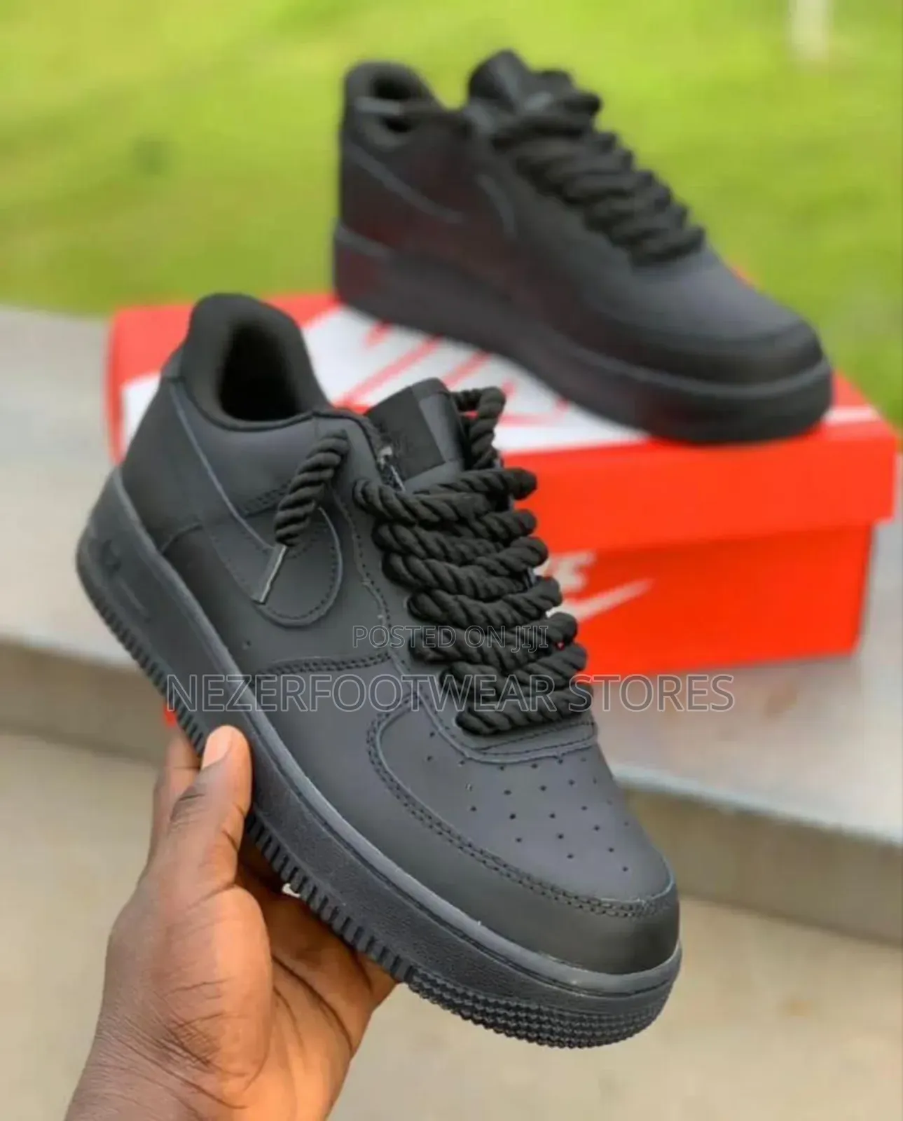 All Black Nike Chunky Lace Sneakers.