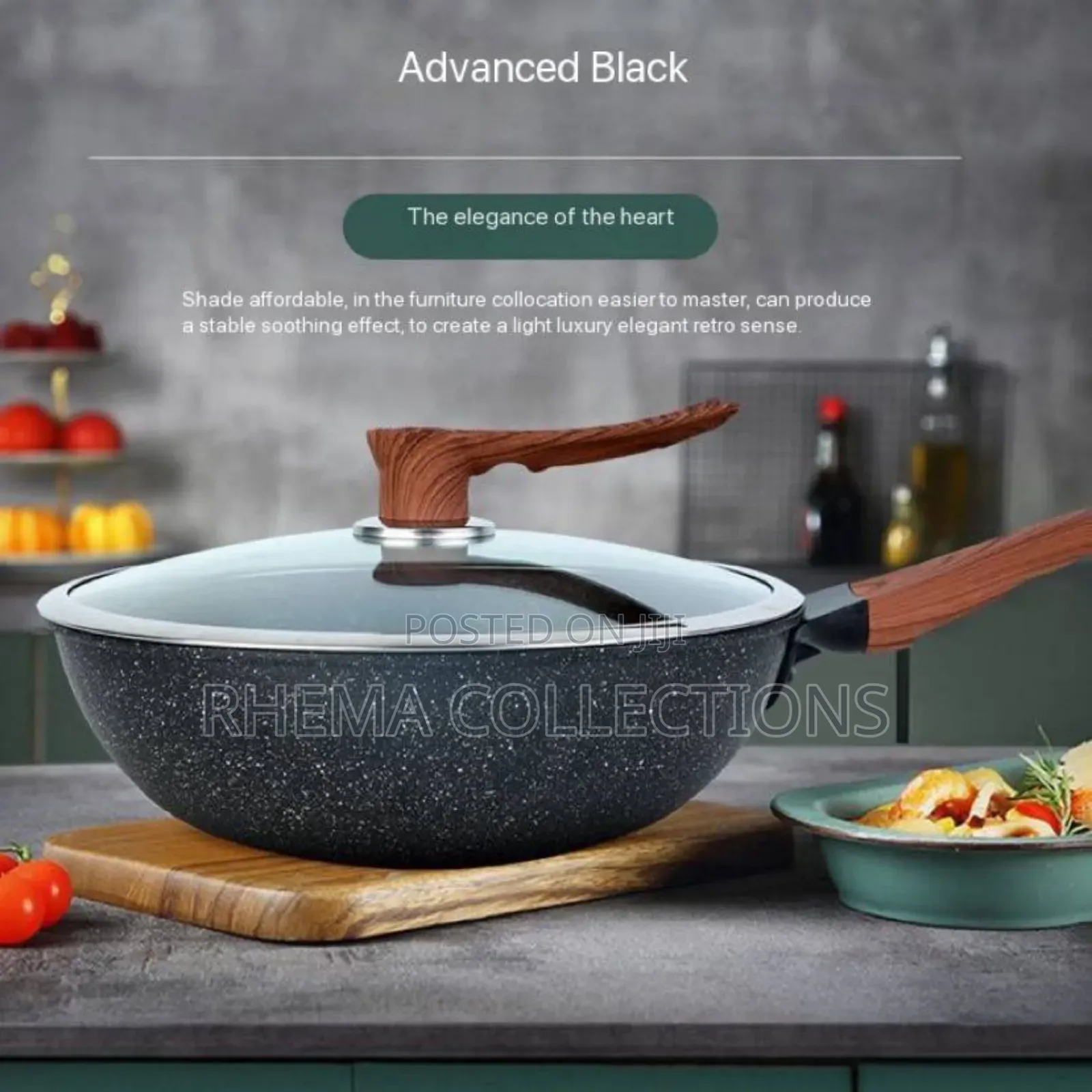 32cm Nonstick Wok Deep Frypan With Glass Cover