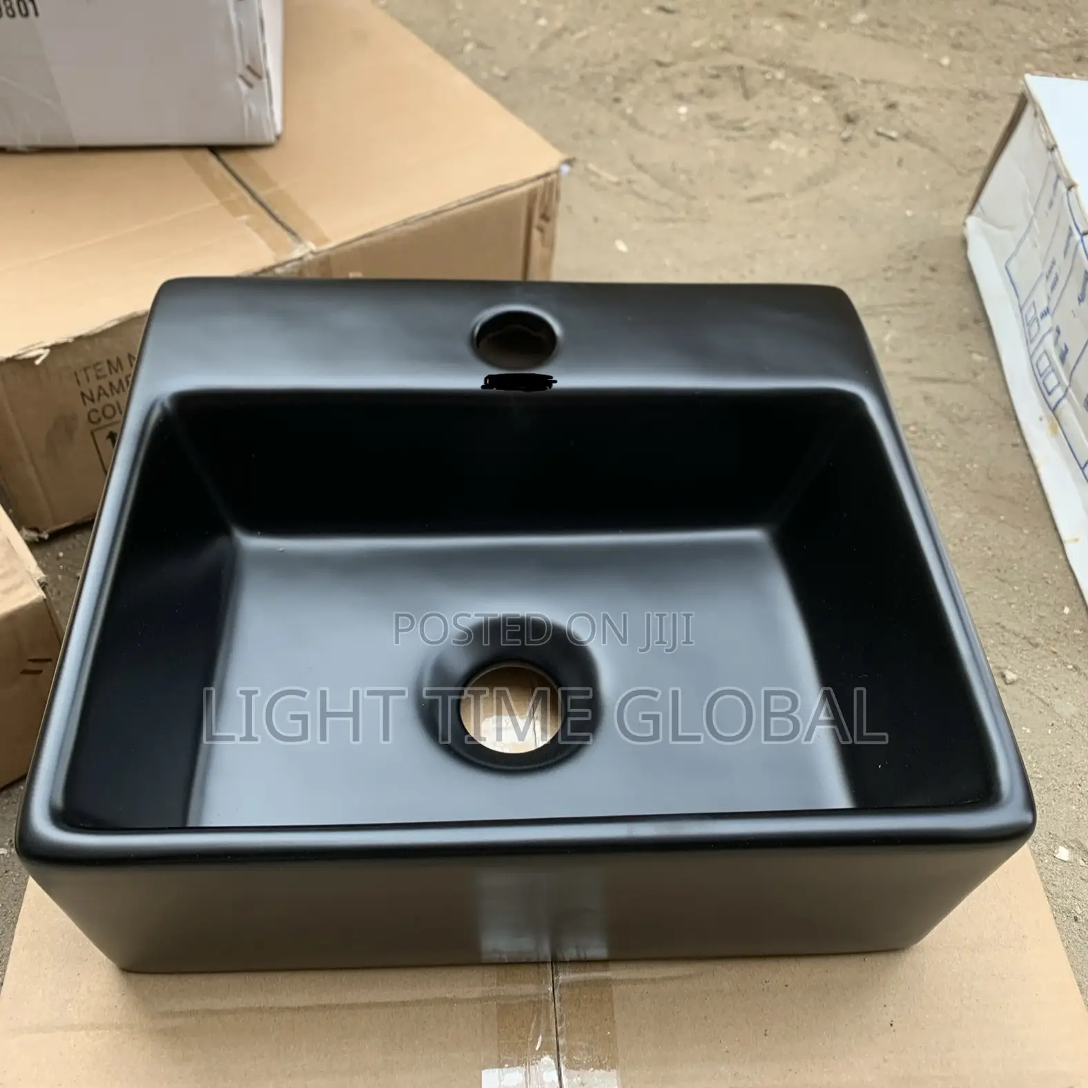 England Square Black Cabinet Basin
