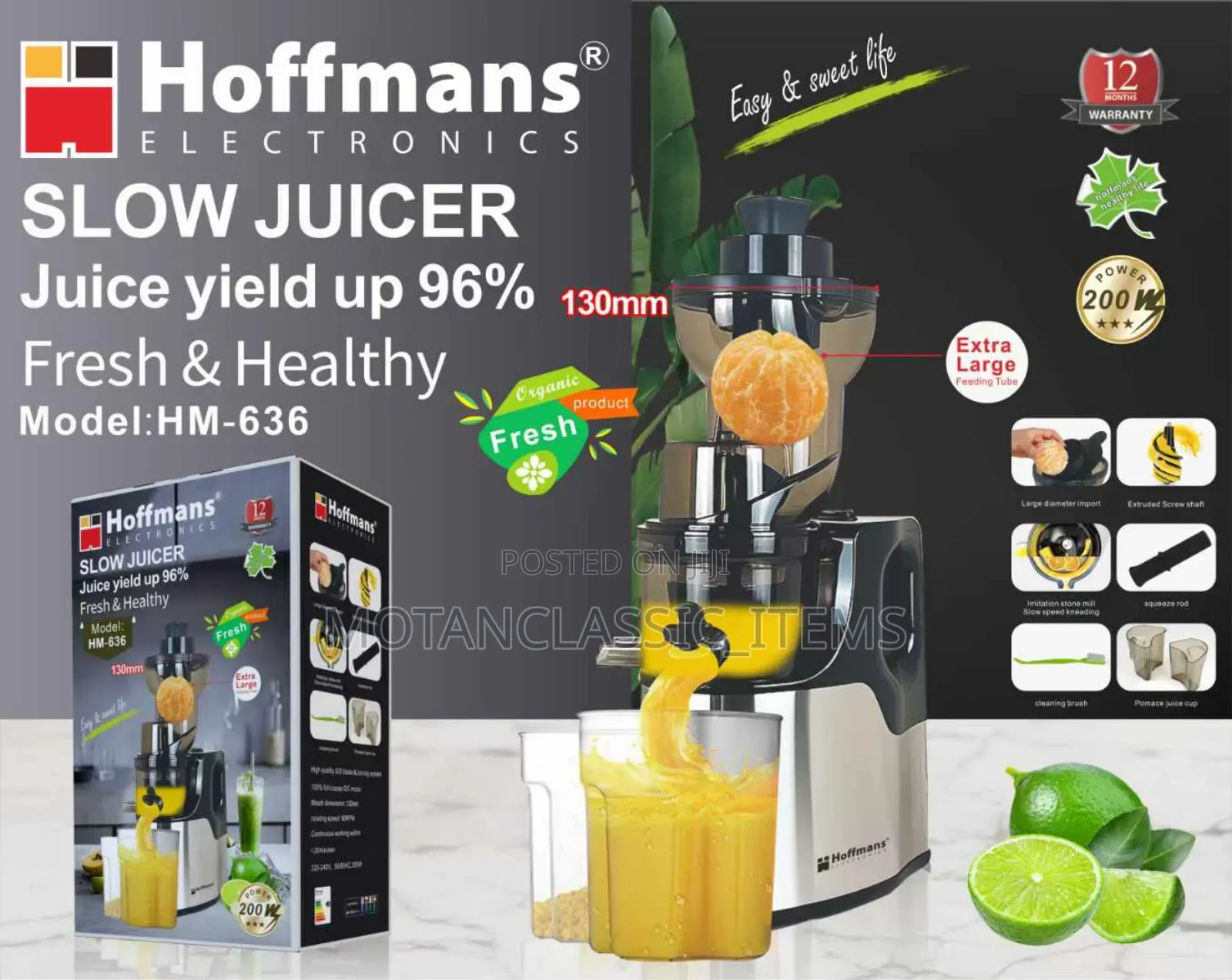 Hoffmans Slow Juicer 130mm (Extra Large)
