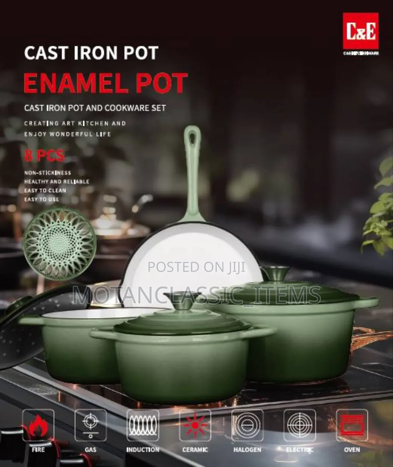 4pcs Original Enamel Cast Iron (The Best Quality Pot)