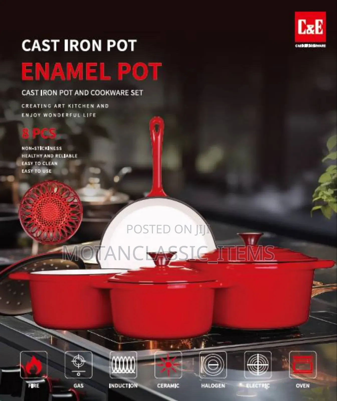 4pcs Original Enamel Cast Iron (The Best Quality Pot)