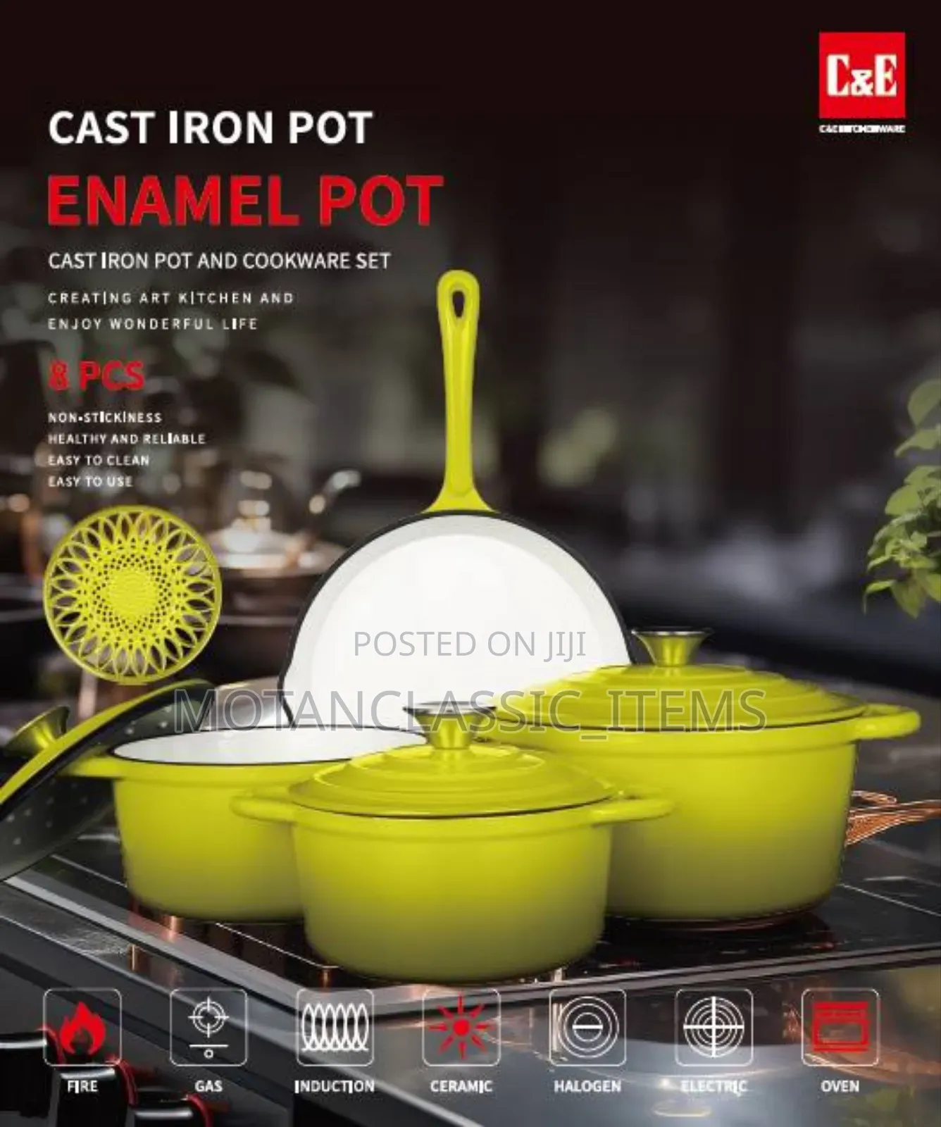 4pcs Original Enamel Cast Iron (The Best Quality Pot)