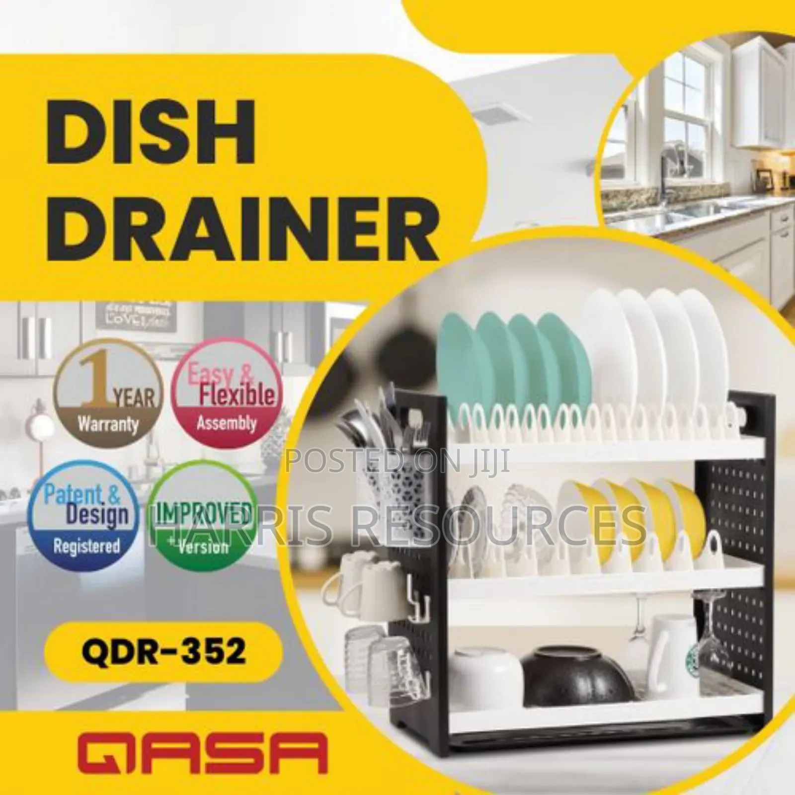 Qasa Plate Rack Dish Drainer 3 Layers QDR-352 Rustless
