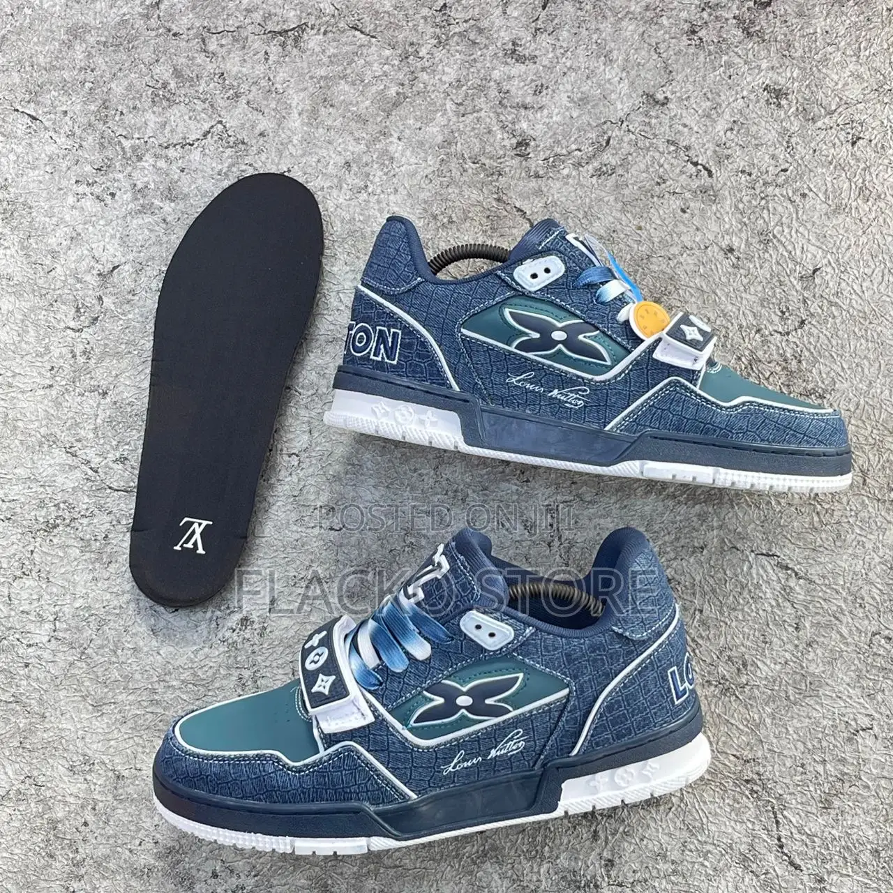 Original Louis Vuitton Denim Embossed Trainer Sneakers