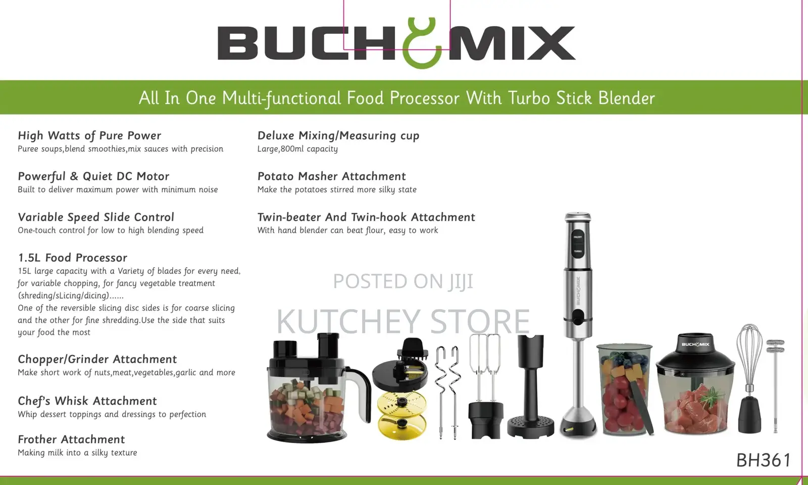 Buchymix 12 in 1 Food Processor With Turbo Stick Immersion