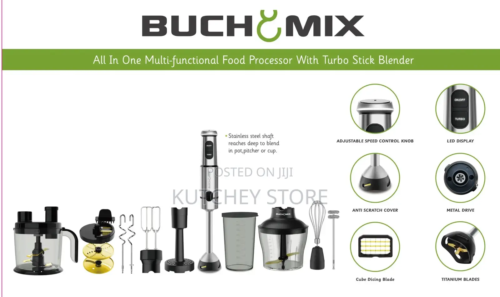 Buchymix 12 in 1 Food Processor With Turbo Stick Immersion