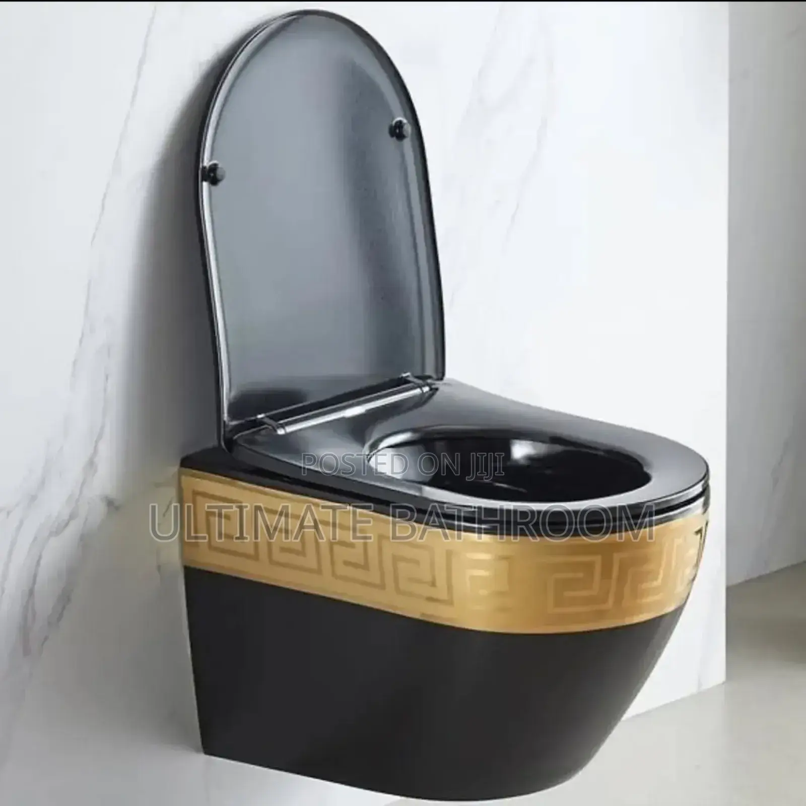 Gold and Black Wall Mounted Watercloset