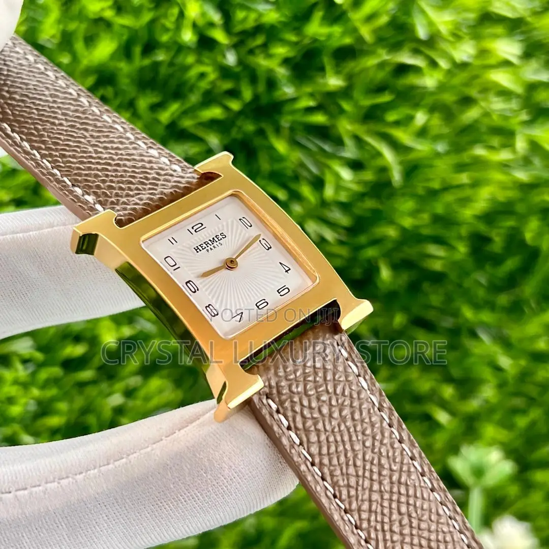 Hermes Quality Luxury Men Genuine Leather Wristwatch