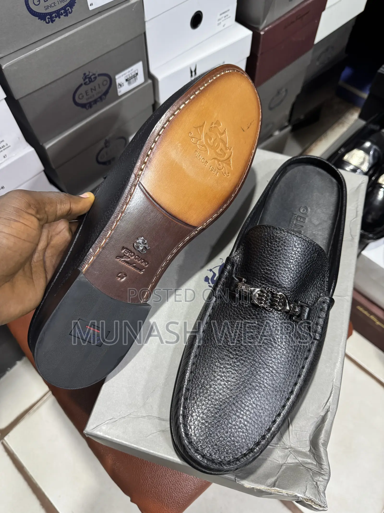 Italian Genio Leather Half Shoe 40-47