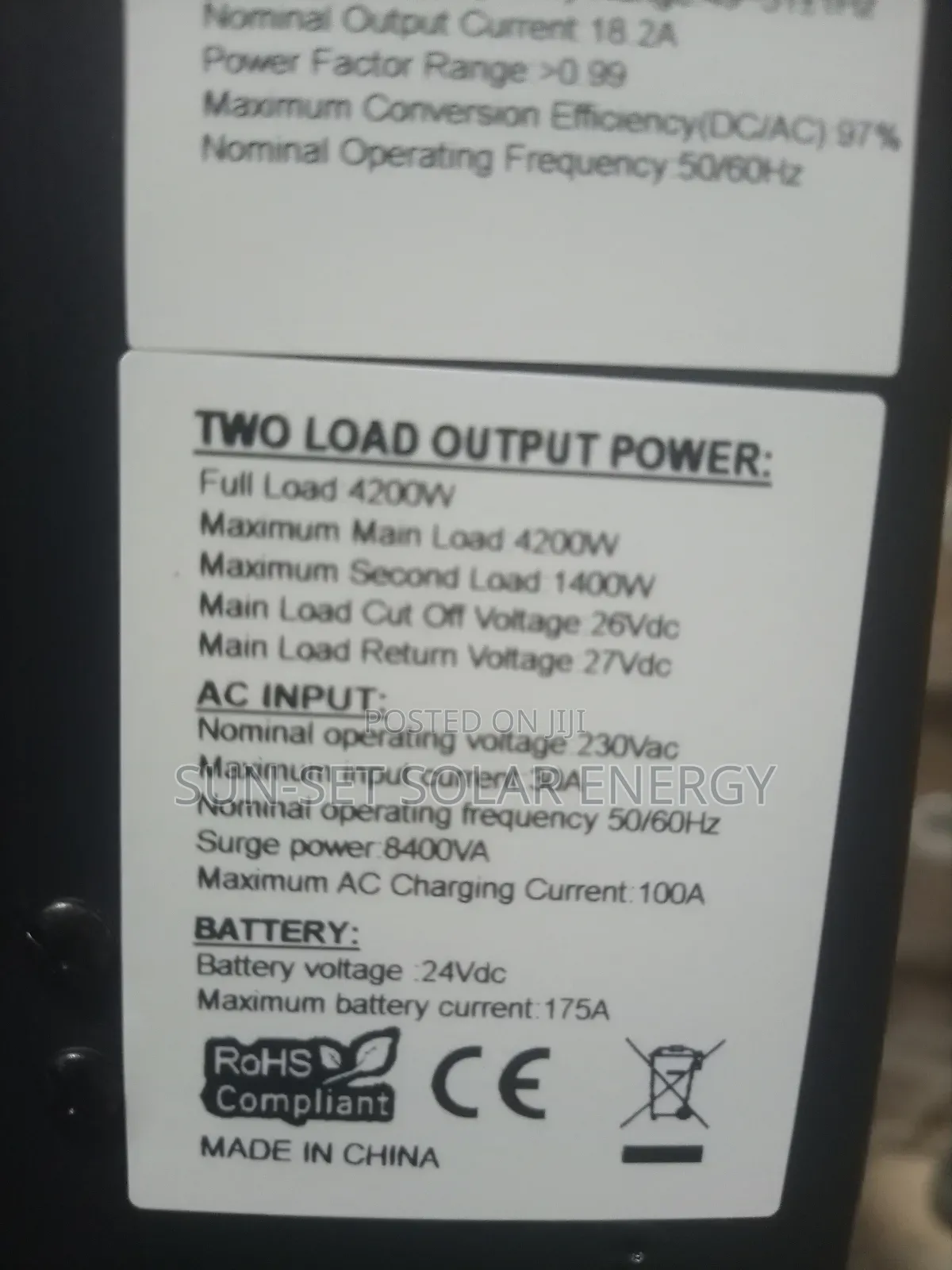 Sun Field Hybrid Inverter 4.2kva 24v With Warranty.