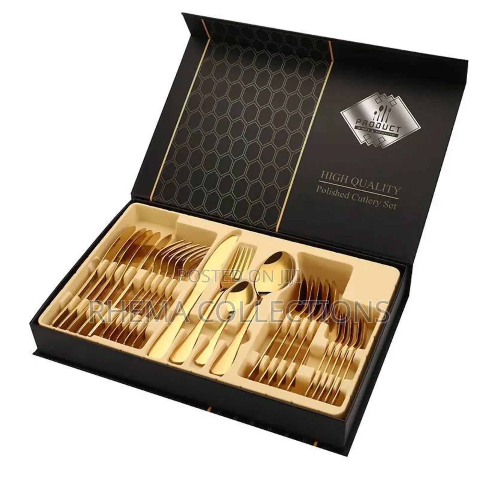 24pc Set of Quality Gold Cutlery Tableware Gift Box