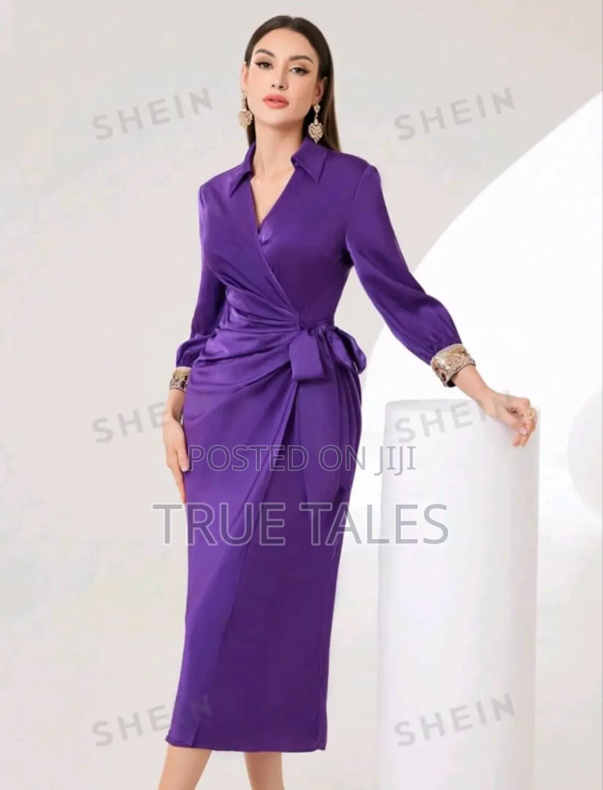 Ladies Formal Side Tie Purple Dress