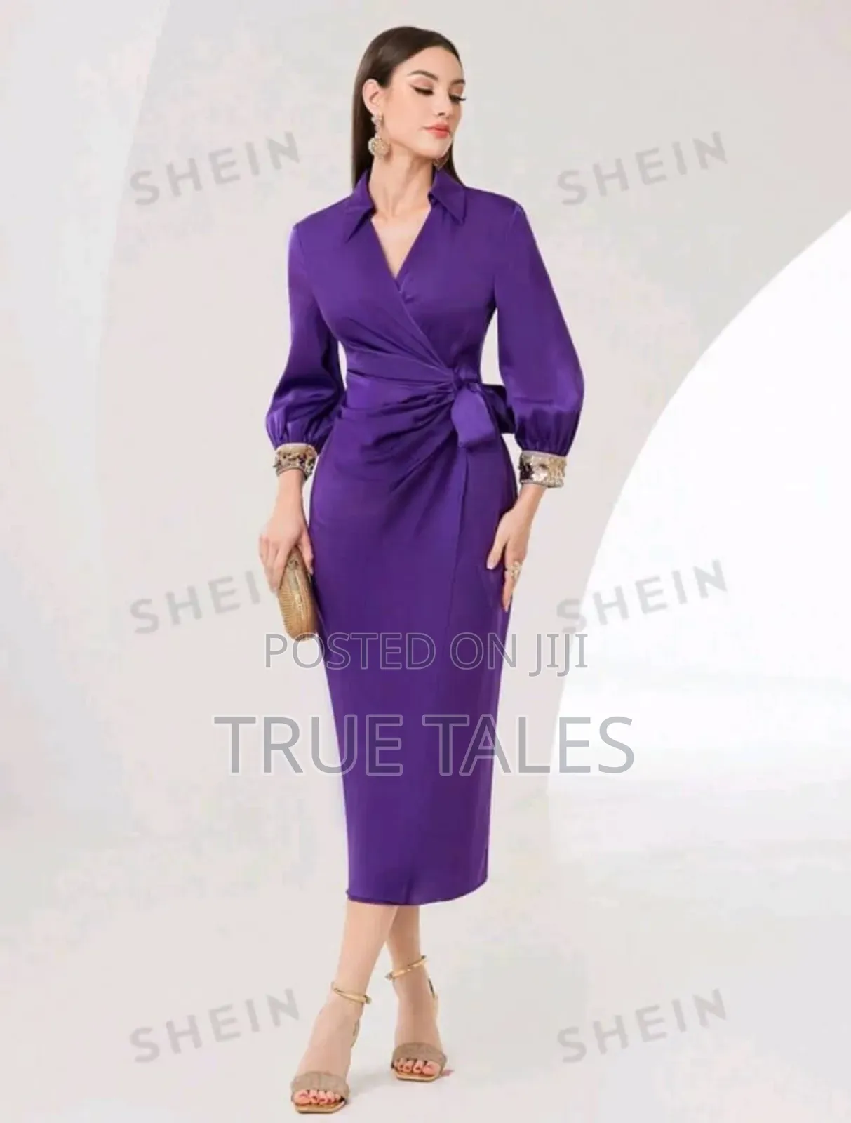 Ladies Formal Side Tie Purple Dress