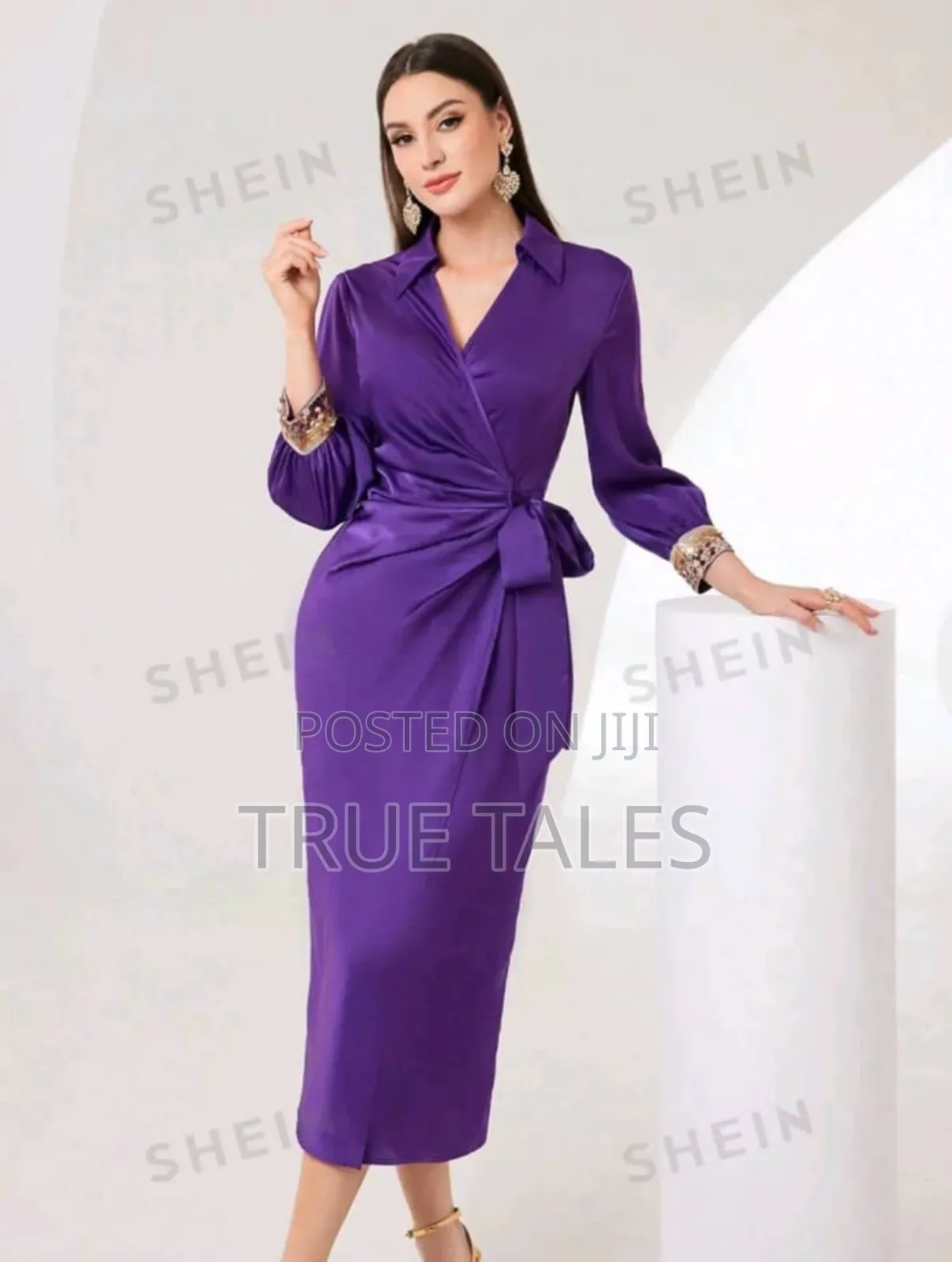 Ladies Formal Side Tie Purple Dress